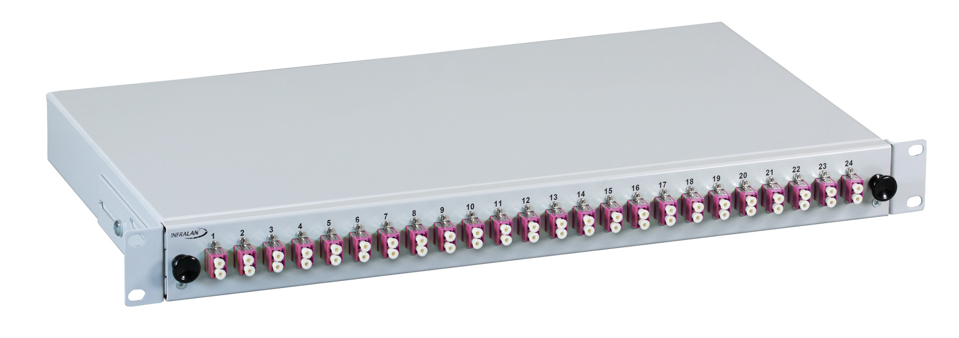 INFRALAN® Splicebox sliding version LC, 48 stripped pigtails/ 24 adapter, OM4