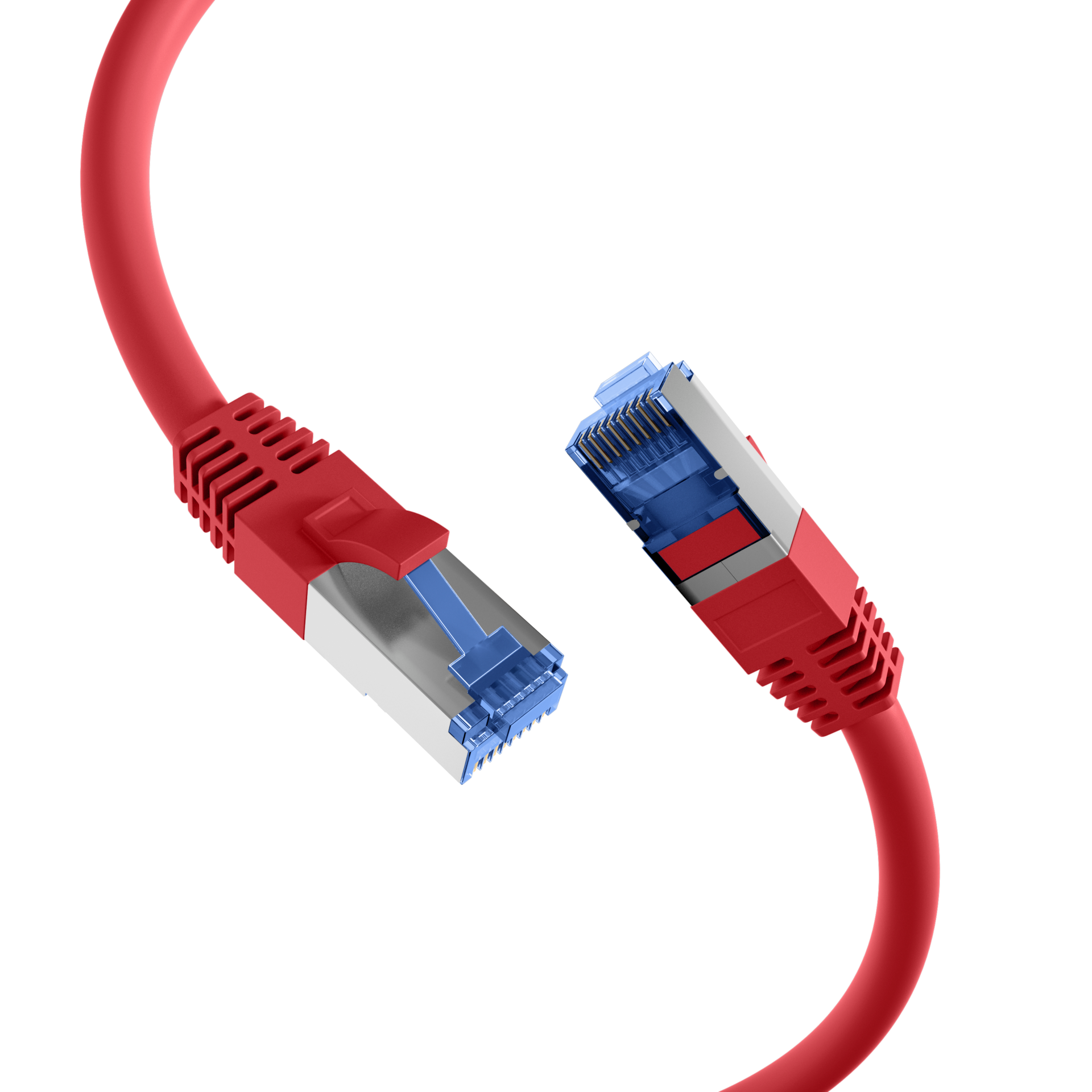 RJ45 Patch Cord Cat.6A S/FTP TPE Cat.7 raw cable superflex red 2m