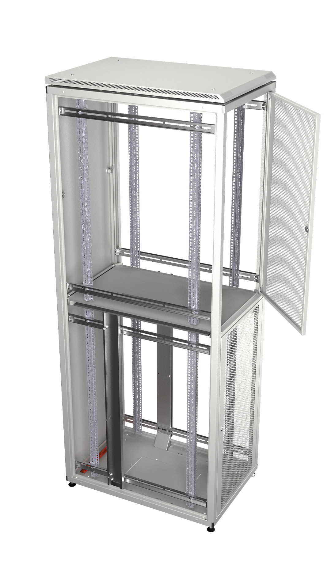 Co-Location Rack PRO, 4 x 10U, 600x800 mm, F+R 1-Part Perforated, RAL9005