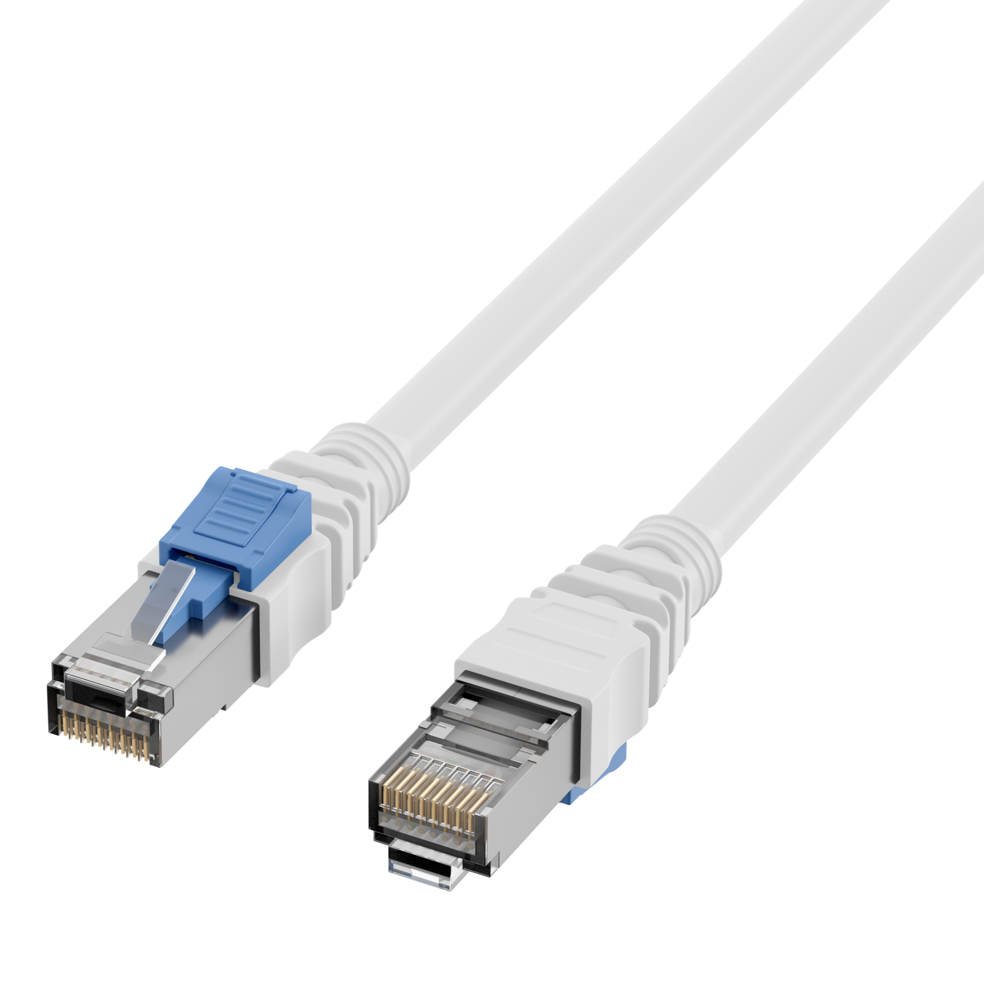 RJ45 Patch Cord Cat.6A S/FTP LSZH BC AWG26 lockable white 0,5m