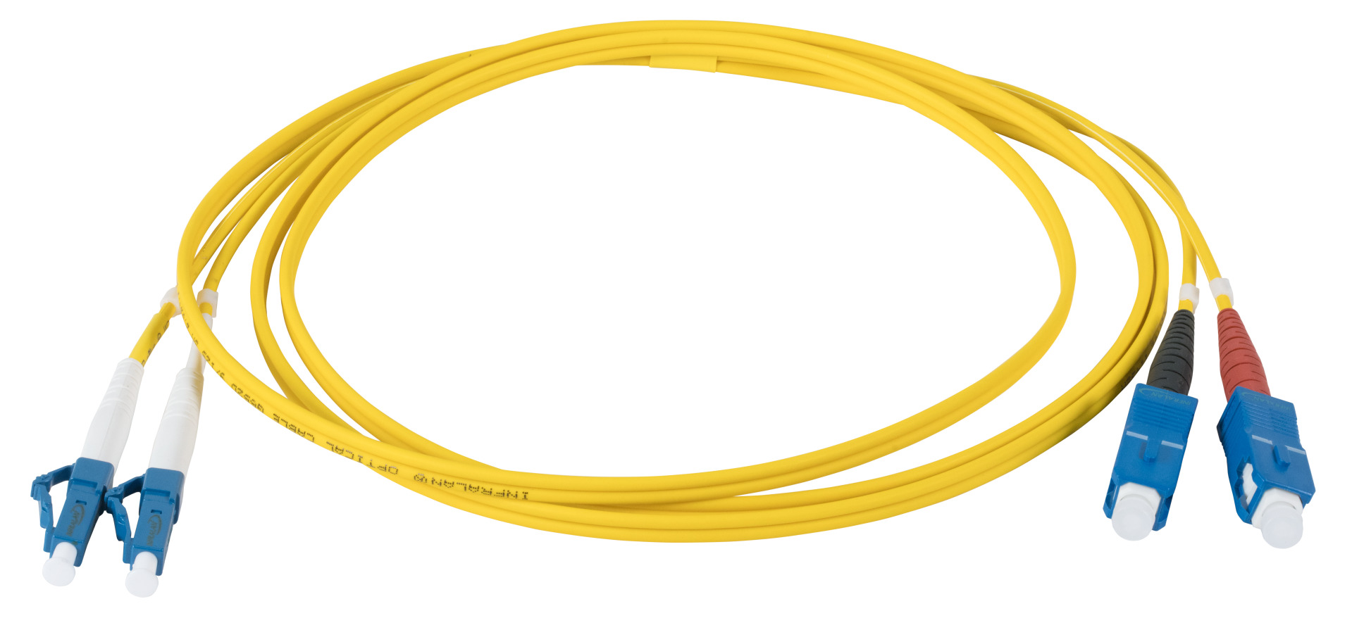 INFRALAN® Duplex Jumper LC-SC 9/125µ, OS2, LSZH, yellow, 2.0mm, 1m