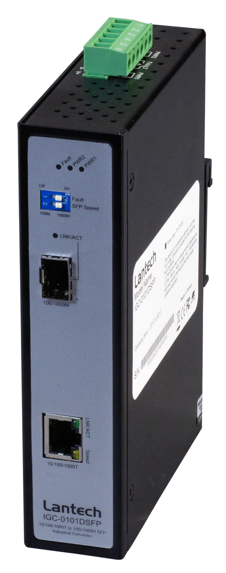 Industrie Konverter 1x 10/100/1000T - 1x SFP Gigabit Ethernet
