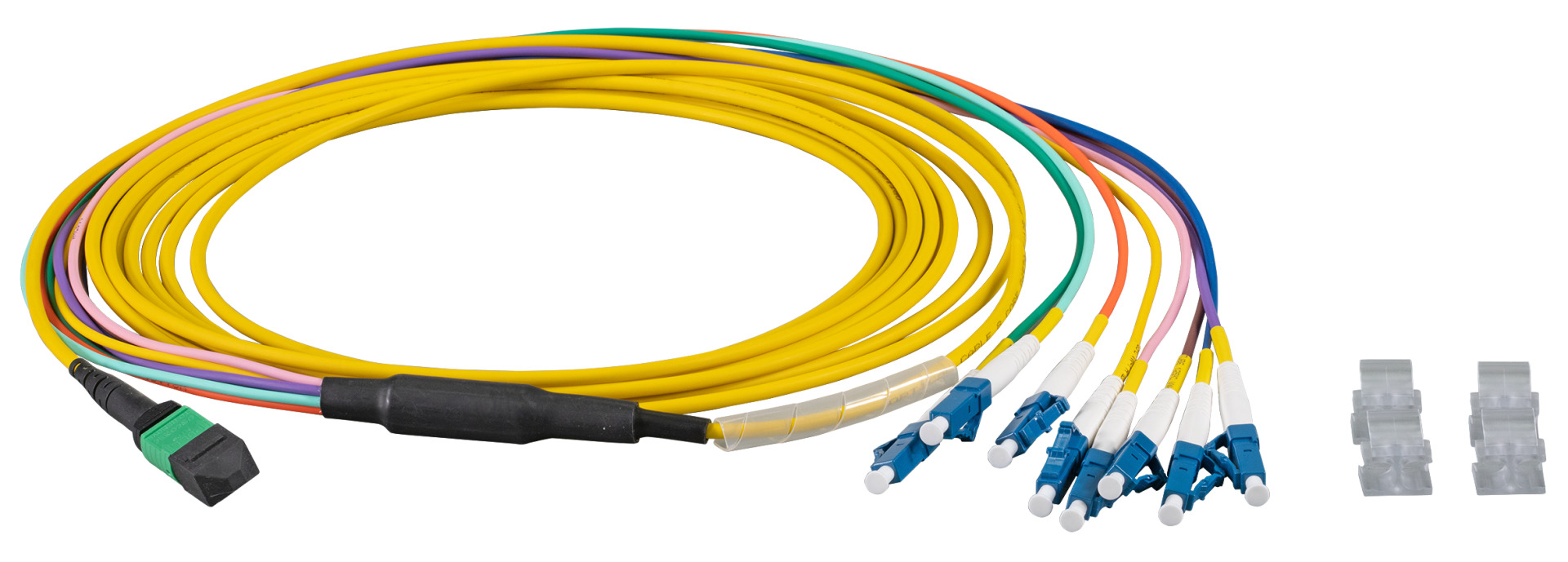 MTP®-F/LC 8-fiber patch cable OS2, LSZH yellow, 10m