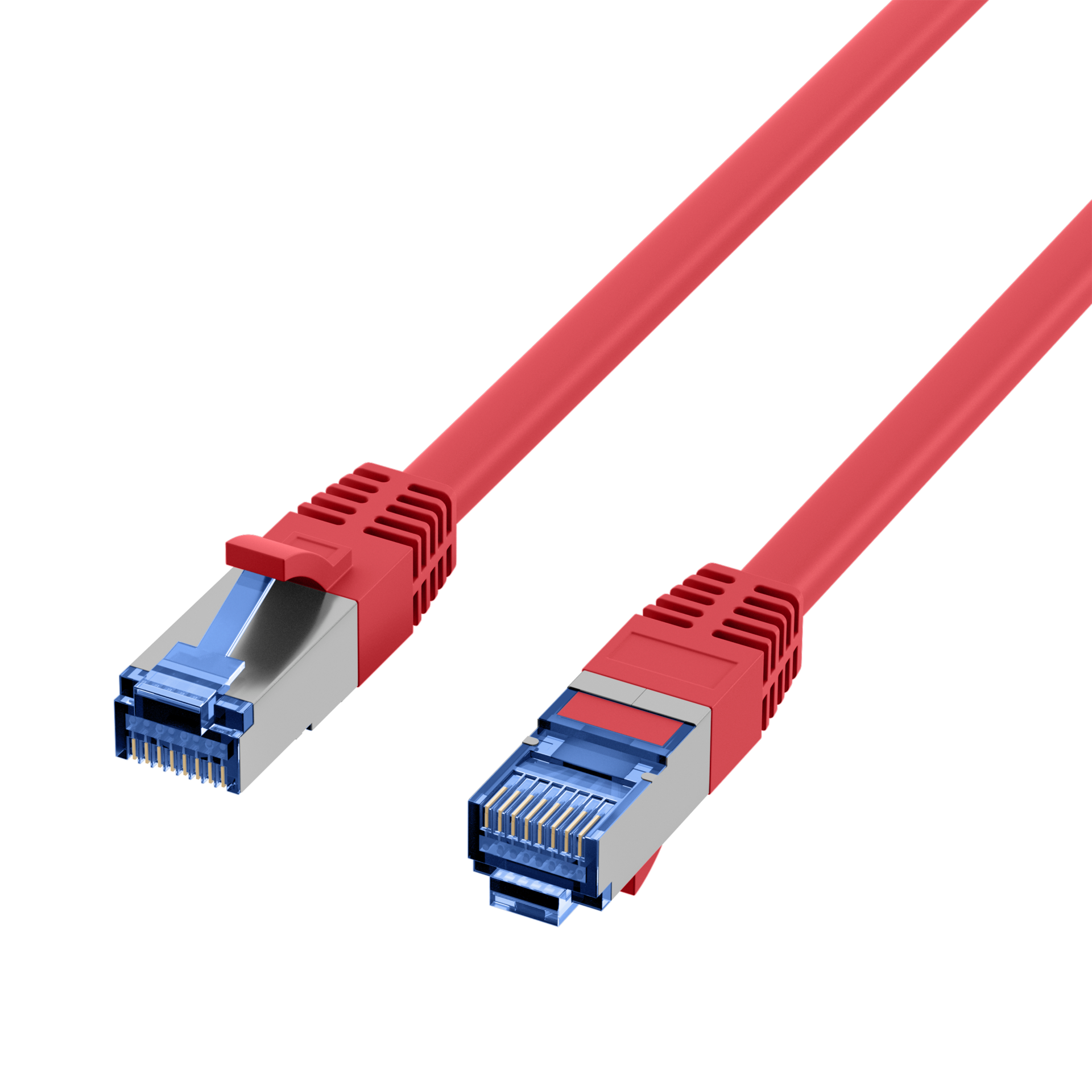 RJ45 Patch Cord Cat.6A S/FTP TPE Cat.7 raw cable superflex red 0,25m