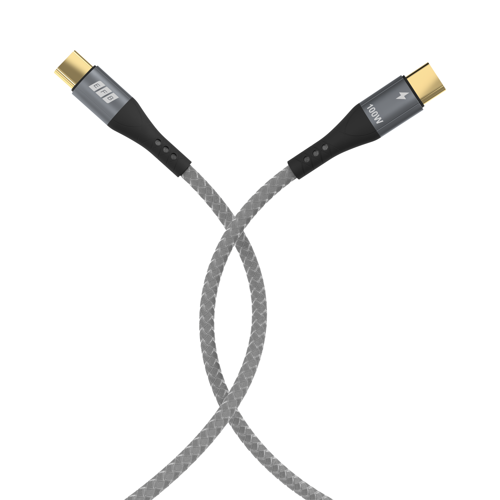 USB-C Kabel 100W PD 3.0 5A E-Marker Chip 3m grau Goldkontakte Textilmantel