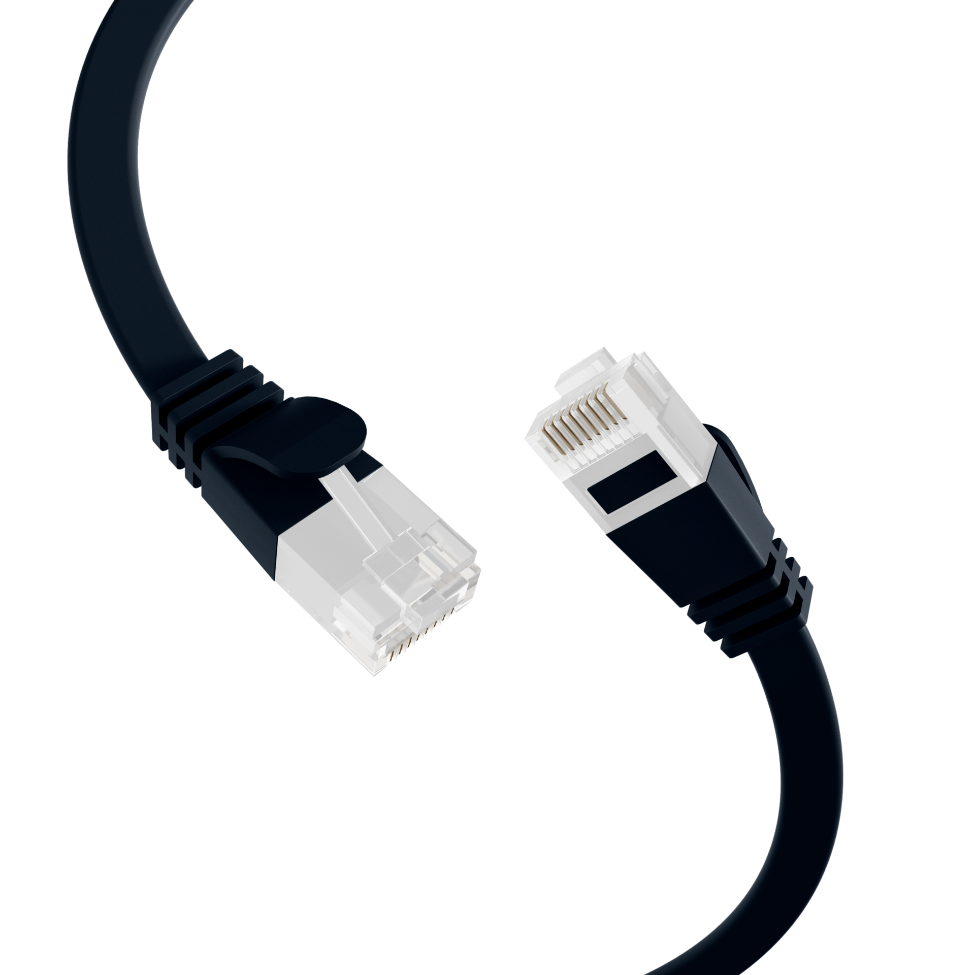 RJ45 Flachpatchkabel Cat.6A U/UTP PVC  schwarz 1,5m