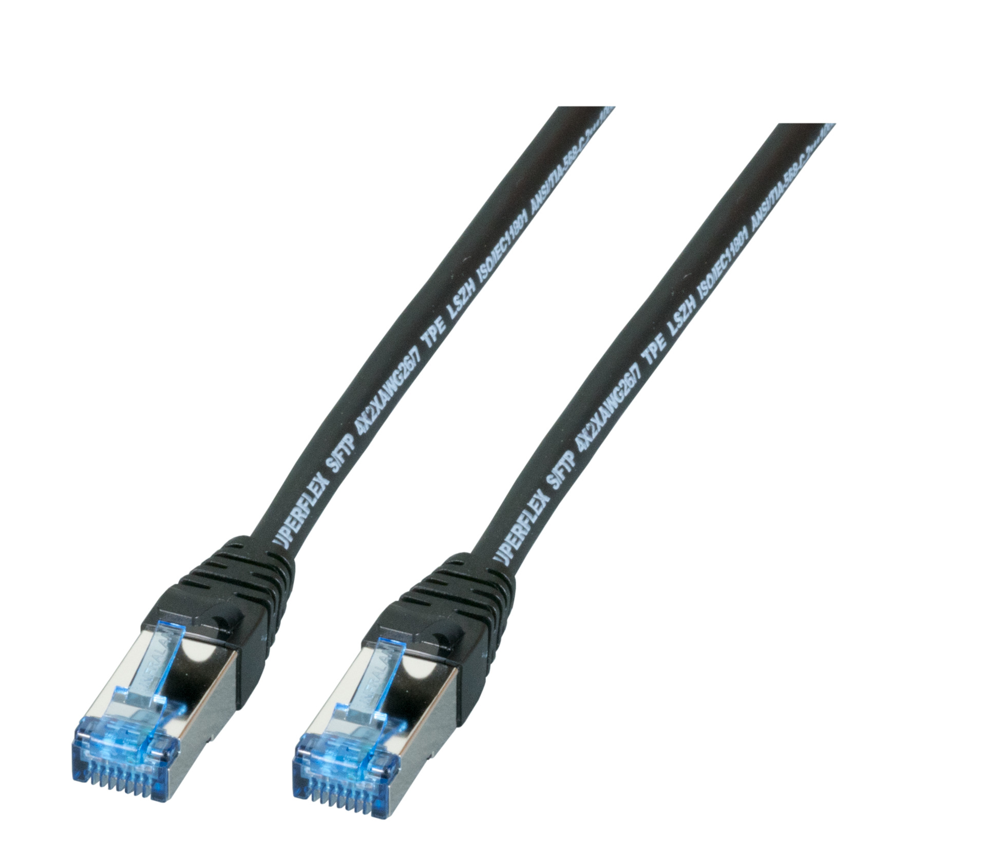 INFRALAN® RJ45 patch cord S/FTP, Cat.6A, TPE superflex, 1m, black