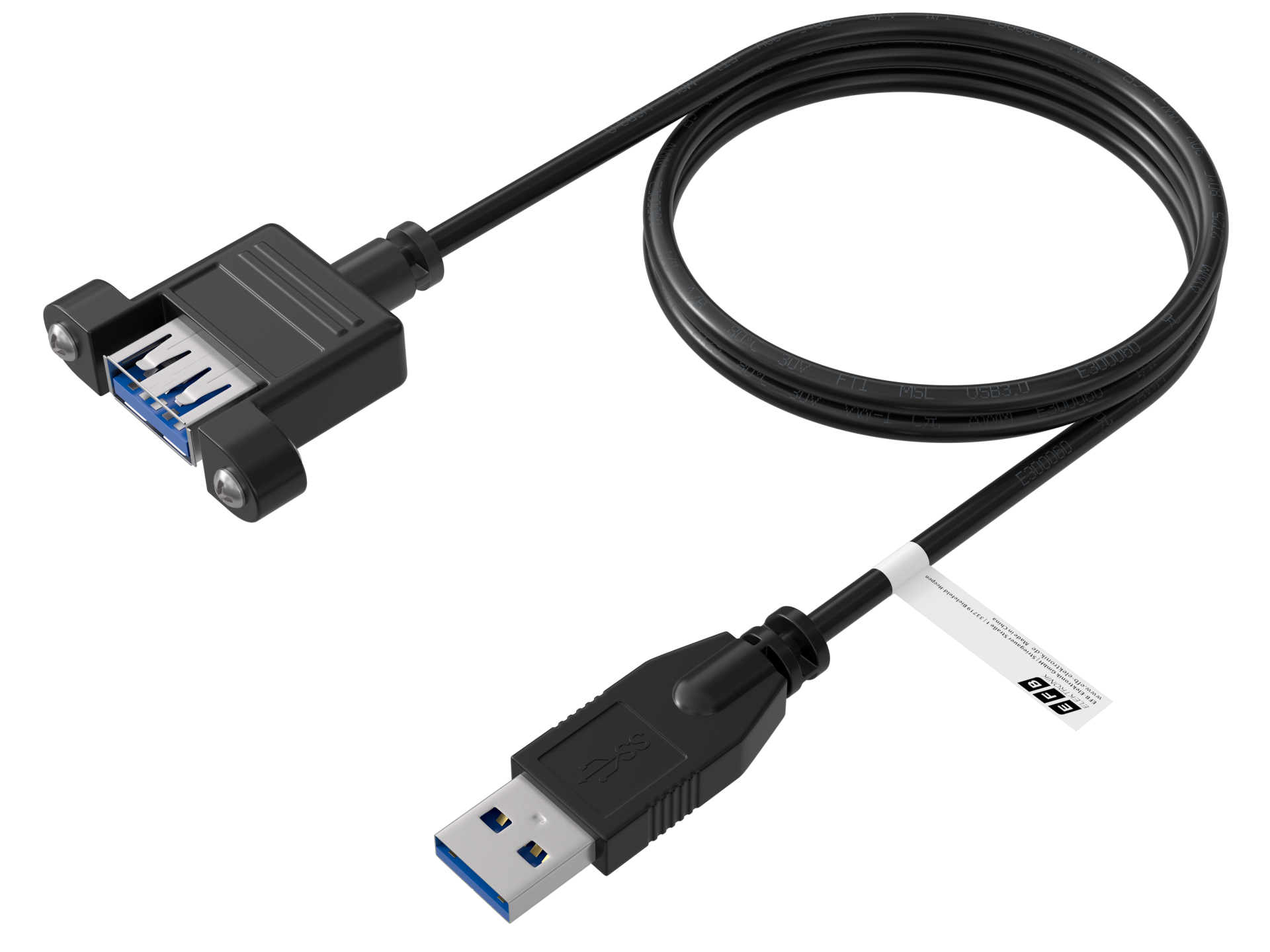 USB3.0 Verlängerungskabel, A-A, St.-Einbaubuchse 1,0m schwarz