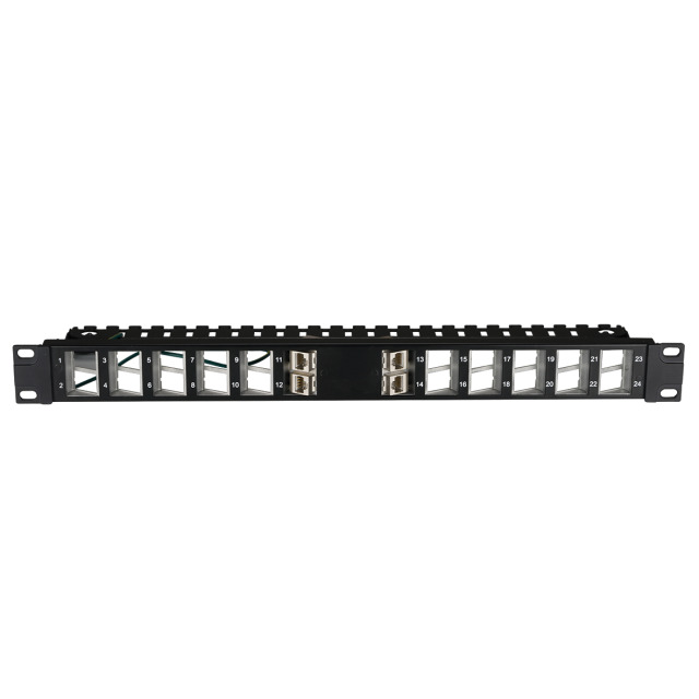 Distribution Panel 19" 1U, 24-Port slanted outlet, grey RAL7035