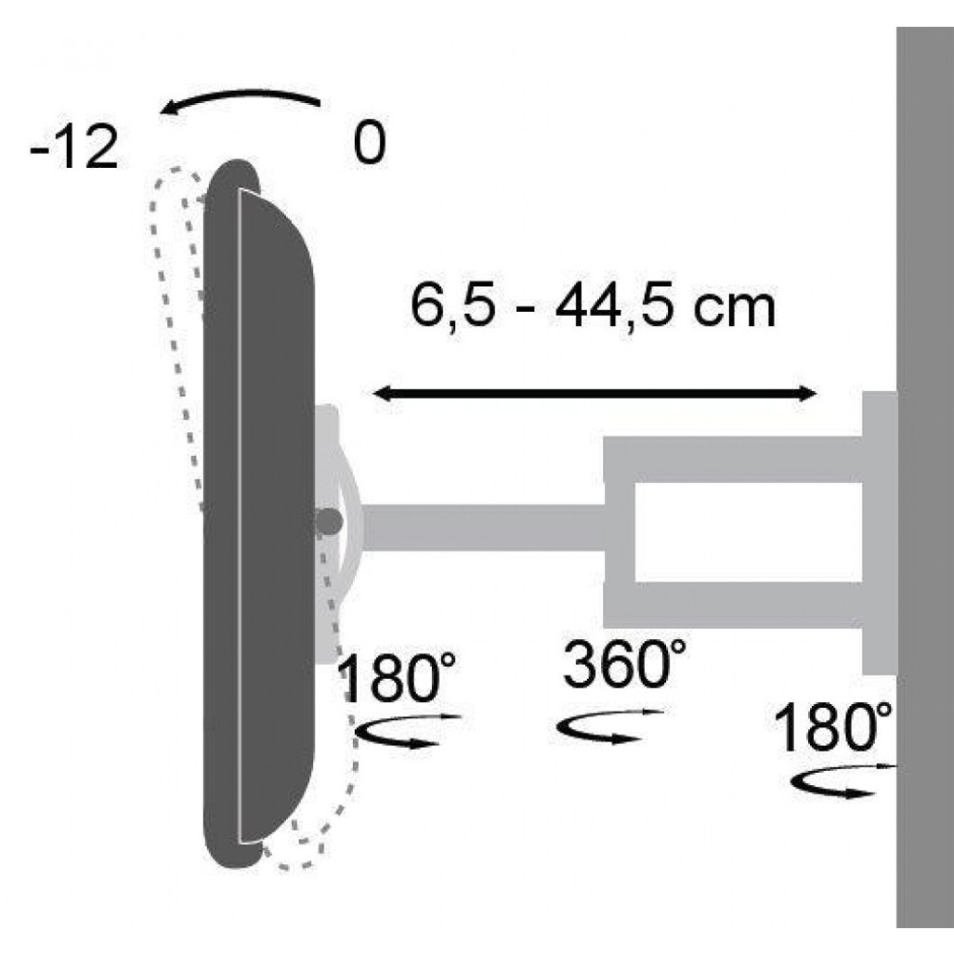 Wall bracket for 19-37" LCD LED TV tiltable 3 joints bicolor 