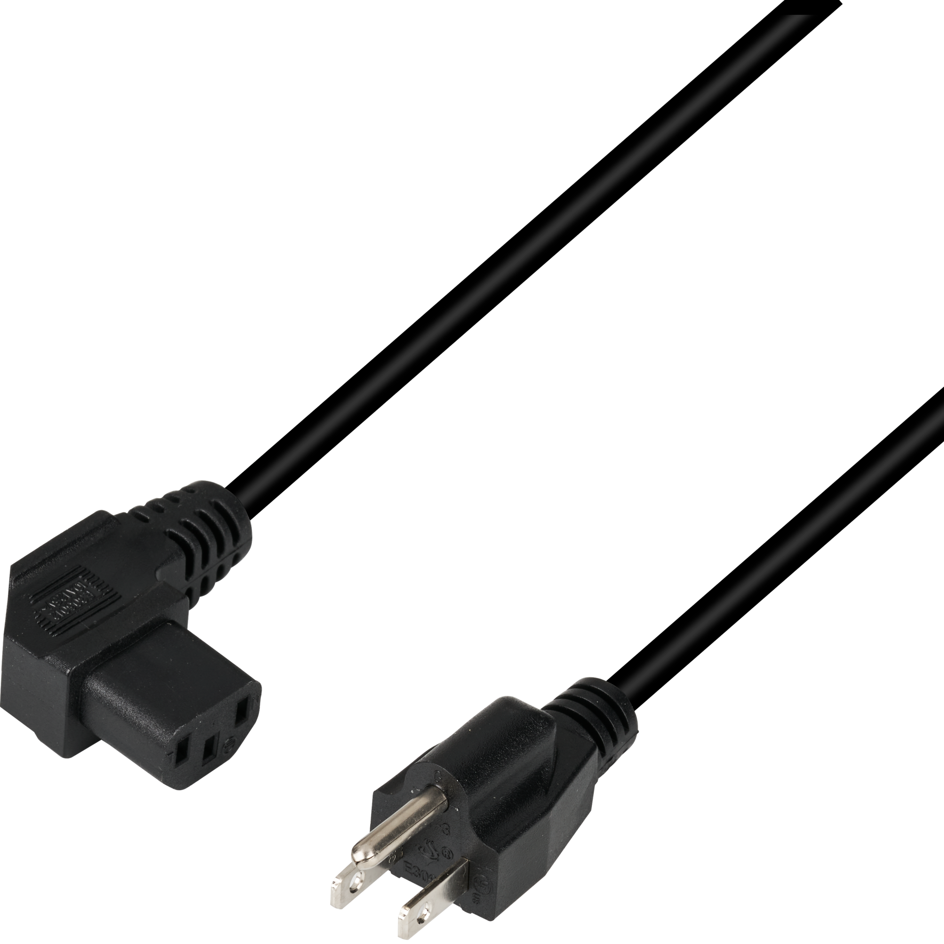 Power Cable USA/NEMA 5-15P - C13 90°, Black, 1.8 m, SVT AWG18 x 3C