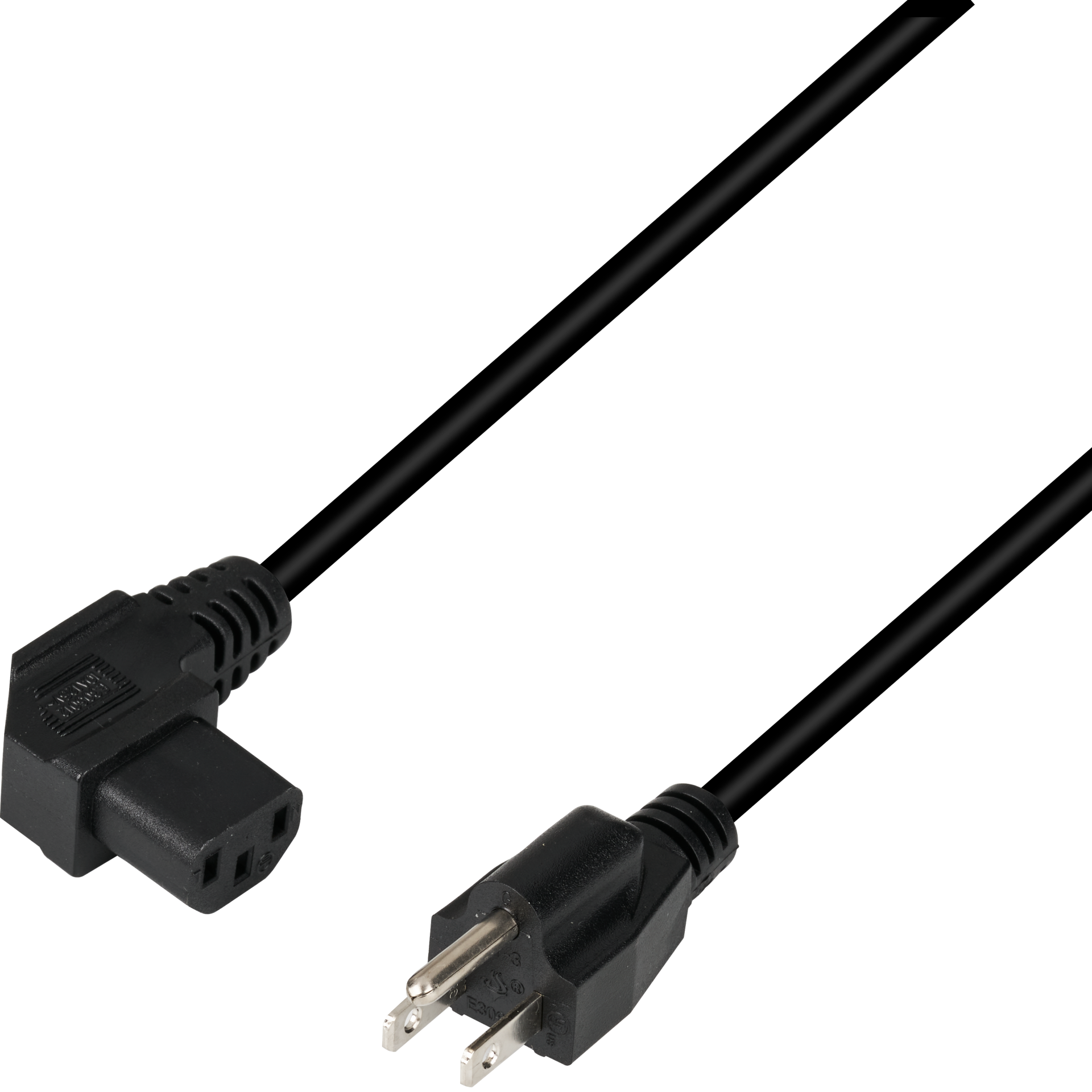 Netzleitung USA/NEMA 5-15P - C13 90°, schwarz, 1,8 m, SVT AWG18 x 3C