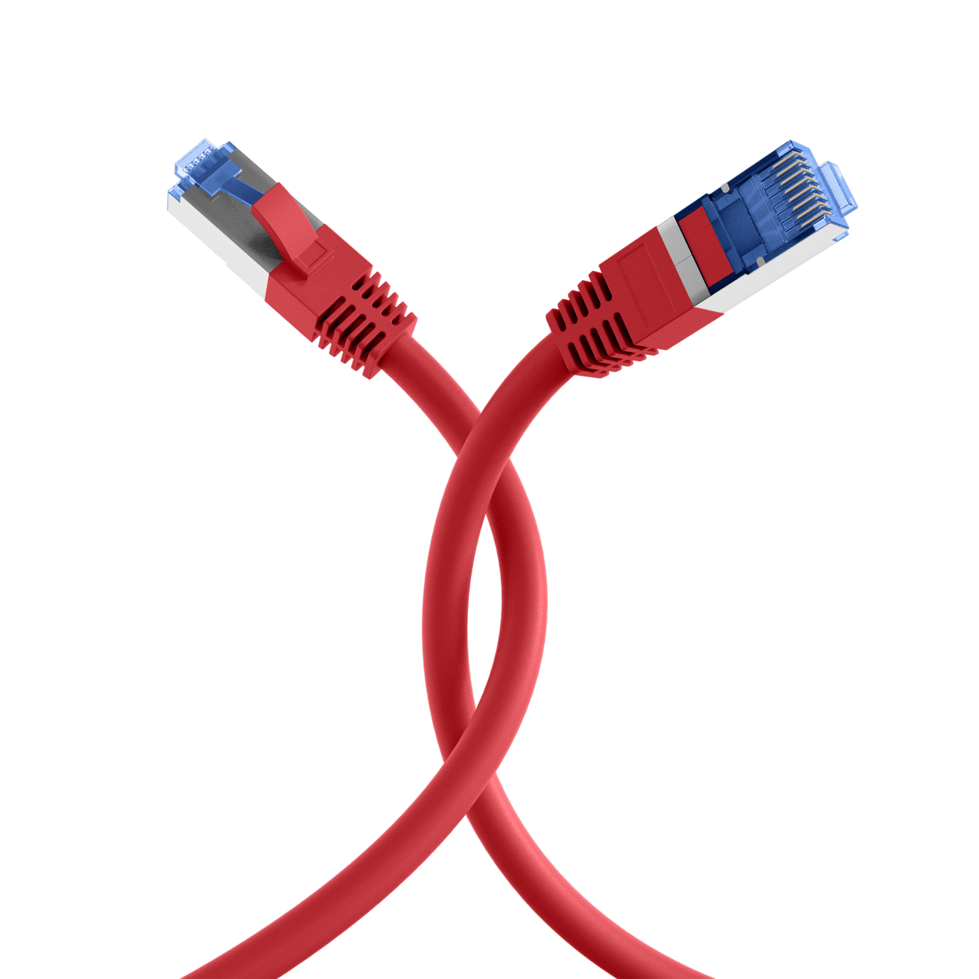 RJ45 Patchkabel Cat.6A S/FTP TPE Cat.7 Rohkabel superflex rot 2m