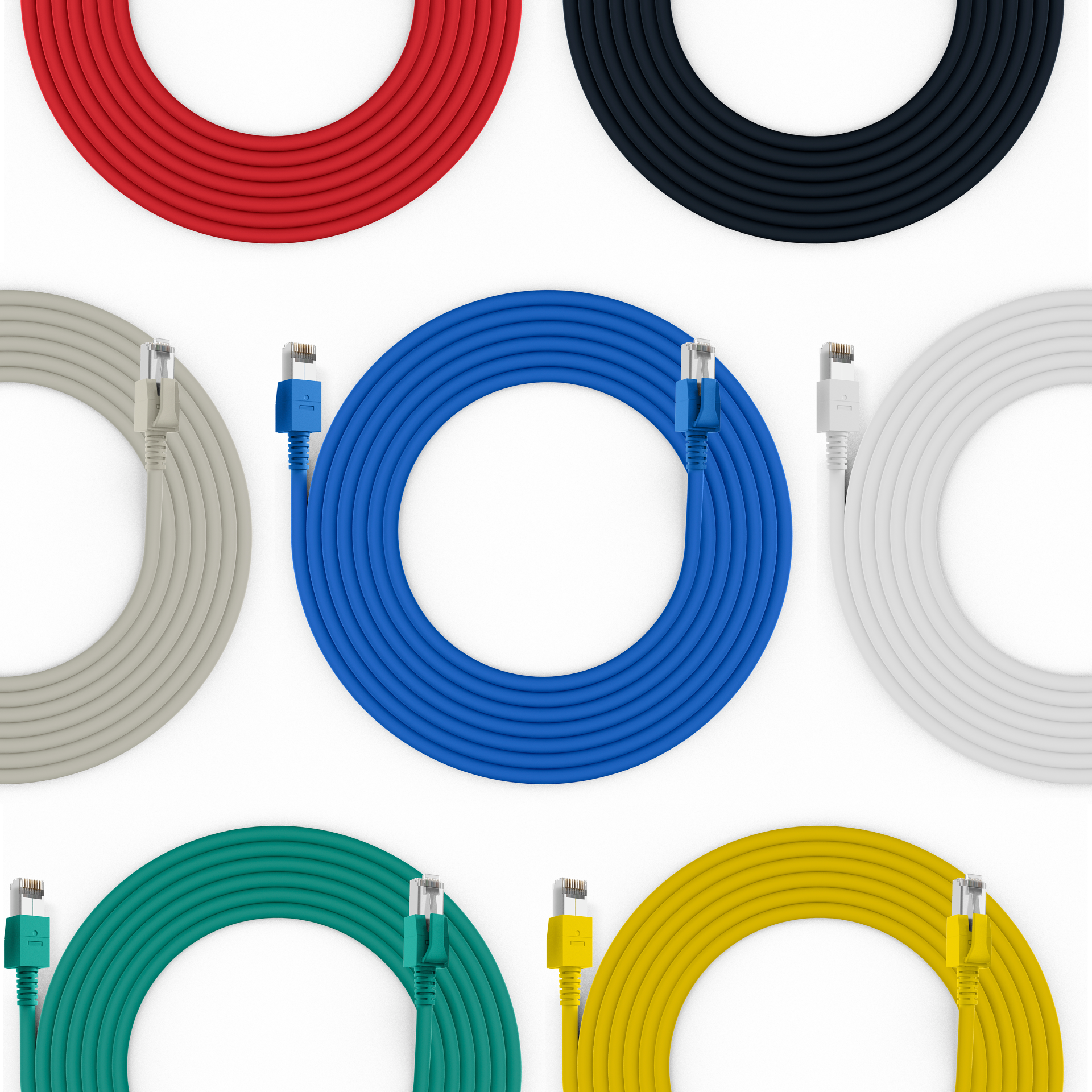 RJ45 Patchkabel Cat.6A S/FTP FRNC VC LED grau 3m