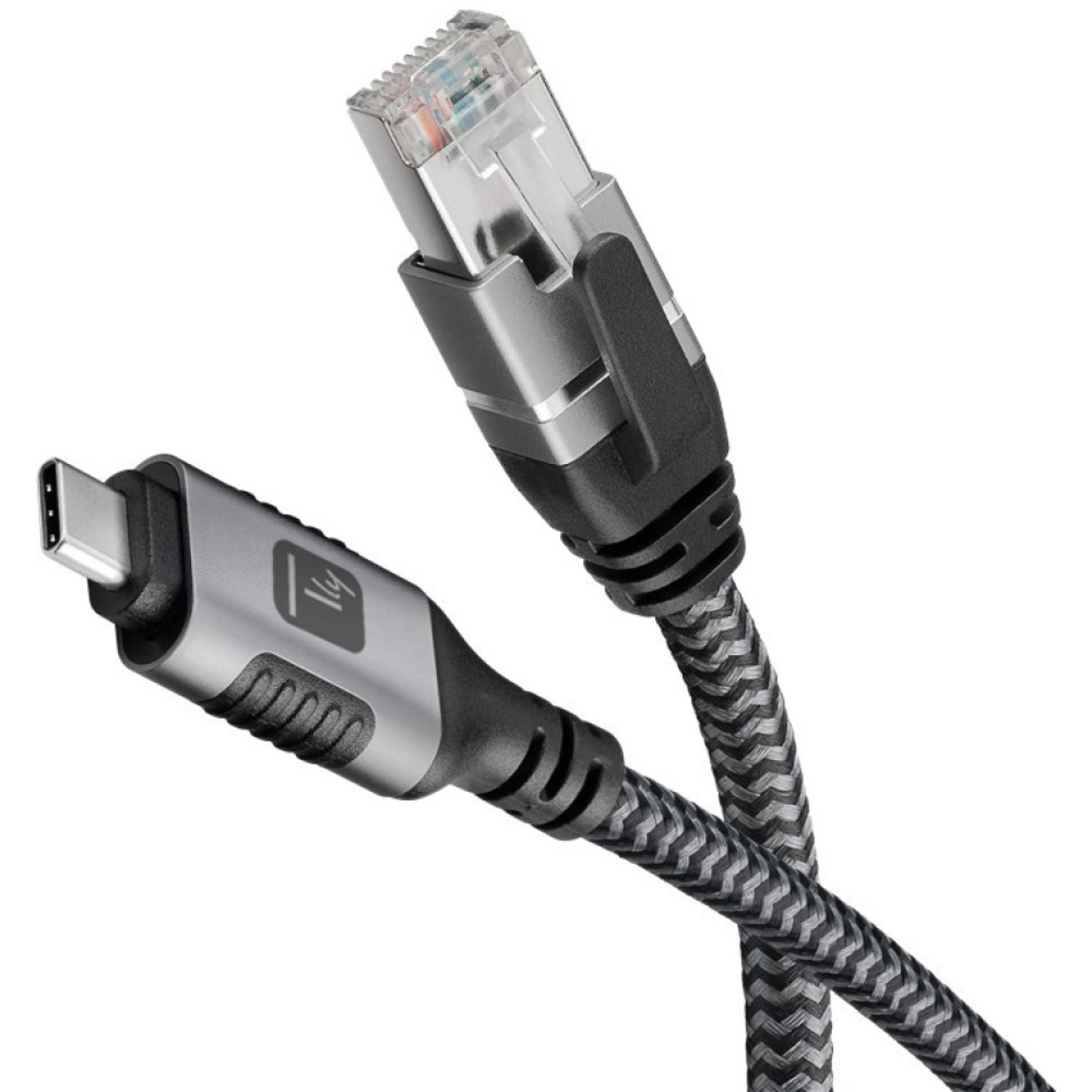 USB 3.2 Type-C Ethernet cable, C/M to RJ45/M, 3m, 1 Gbit/s active black/silver