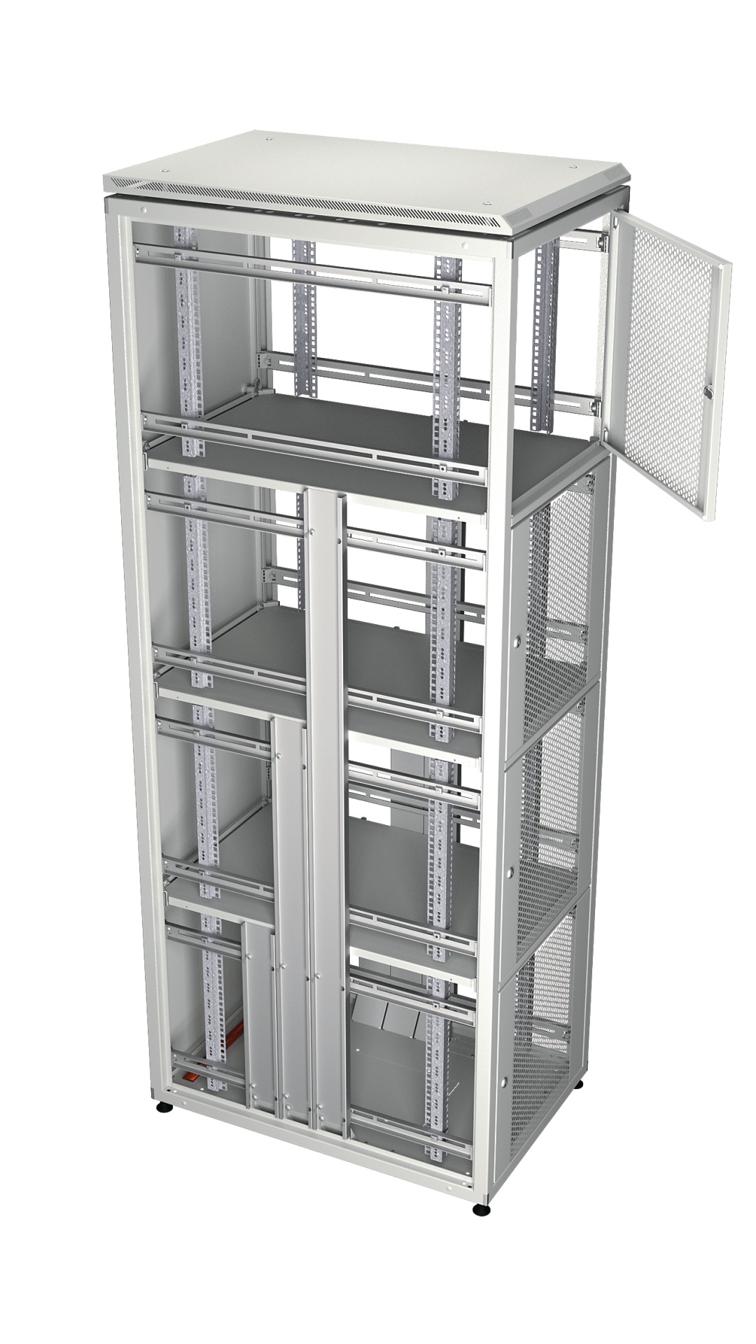 Co-Location Rack PRO, 4 x 10U, 600x800 mm, F+R 1-Part Perforated, RAL9005