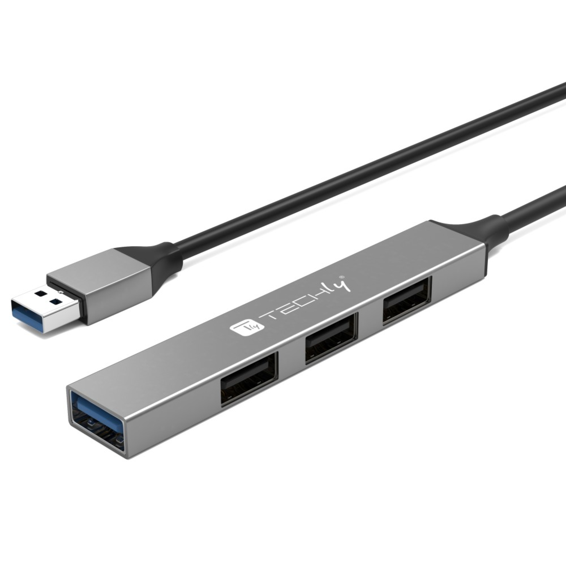 USB-A 3.2 hub with 4 slim USB-A ports, made of metal