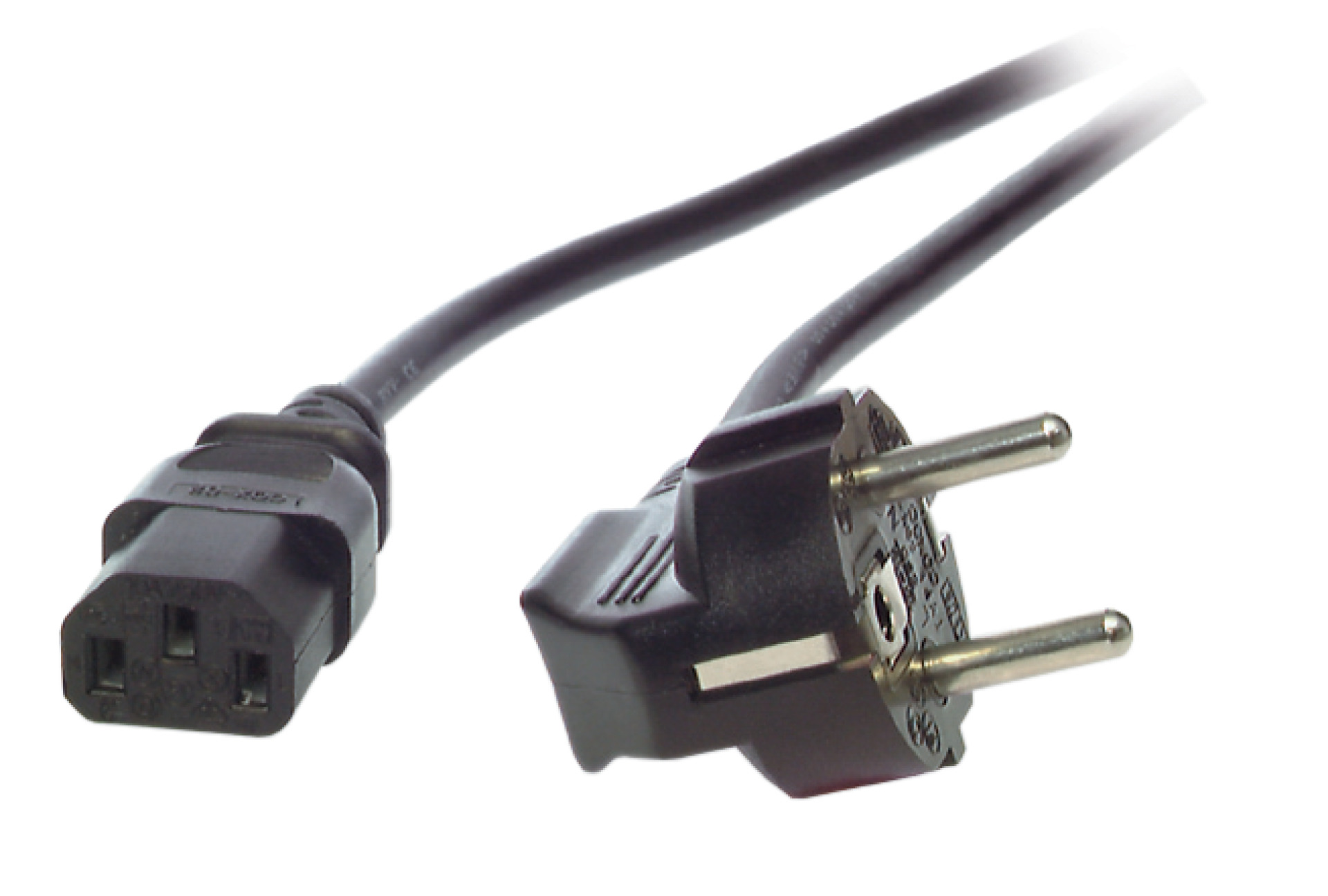 Power Cable CEE7/7 90° - C13 180°, LSZH, Black, 1.8 m, 3 x 1.00 mm²
