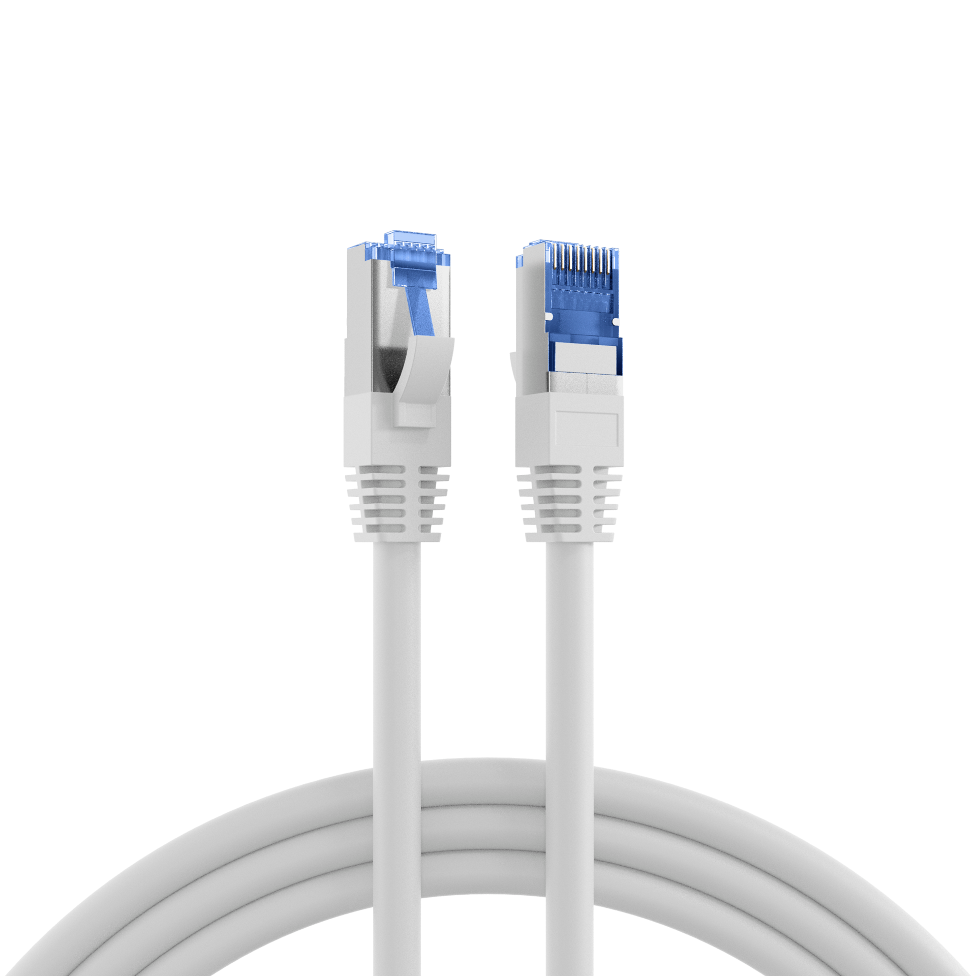 RJ45 Patch Cord Cat.6A S/FTP TPE Cat.7 raw cable superflex white 25m