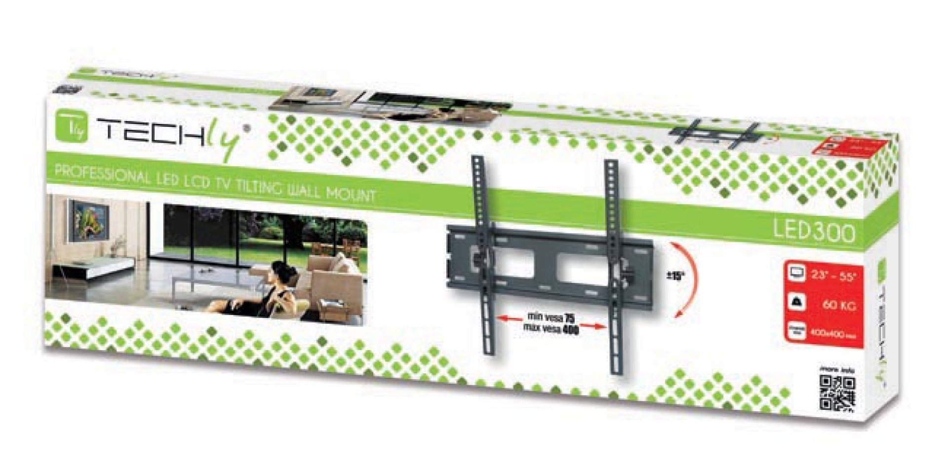 Wandhalterung für LCD TV LED 23" - 55"  neigbar Schwarz, max. 60kg