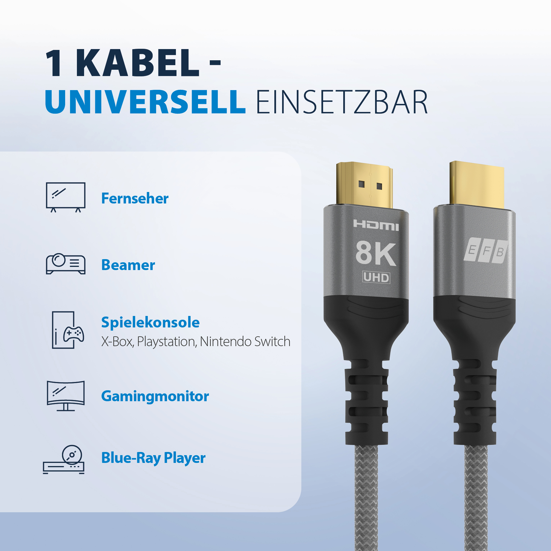 HDMI Kabel Ultra High-Speed 8K60Hz 48 Gbit/s 3m grau komp. mit HDMI 2.1/2.0