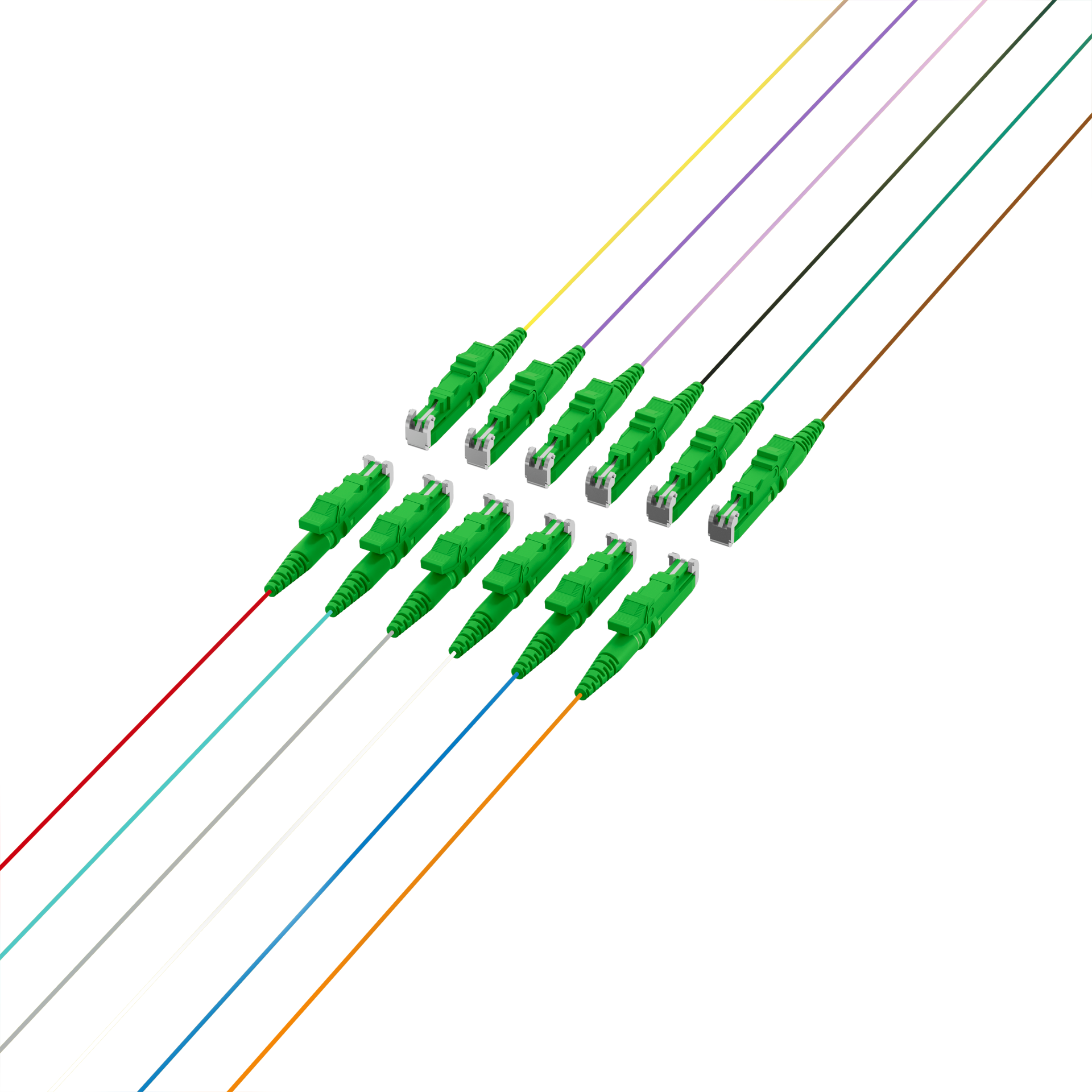 Faserpigtail E2000®/APC OS2 G652D-farbiges Set 2m - 12 Stück