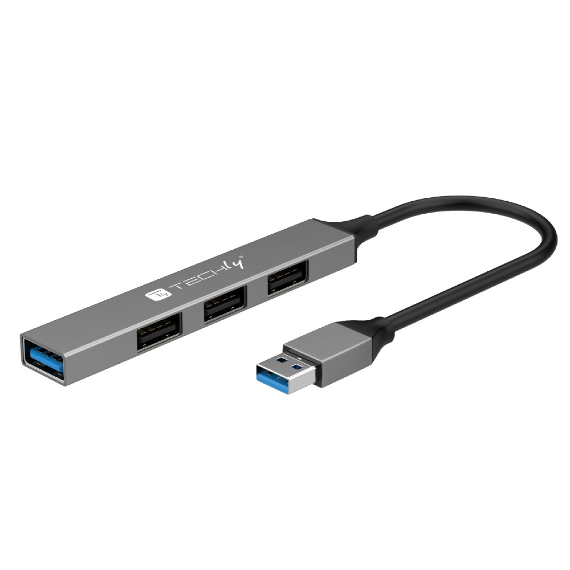 USB-A 3.2 hub with 4 slim USB-A ports, made of metal