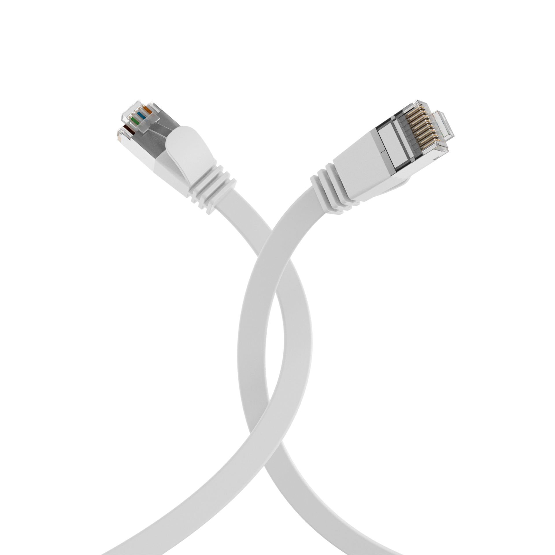 RJ45 Flachpatchkabel Cat.6A U/FTP PVC weiß 0,15m