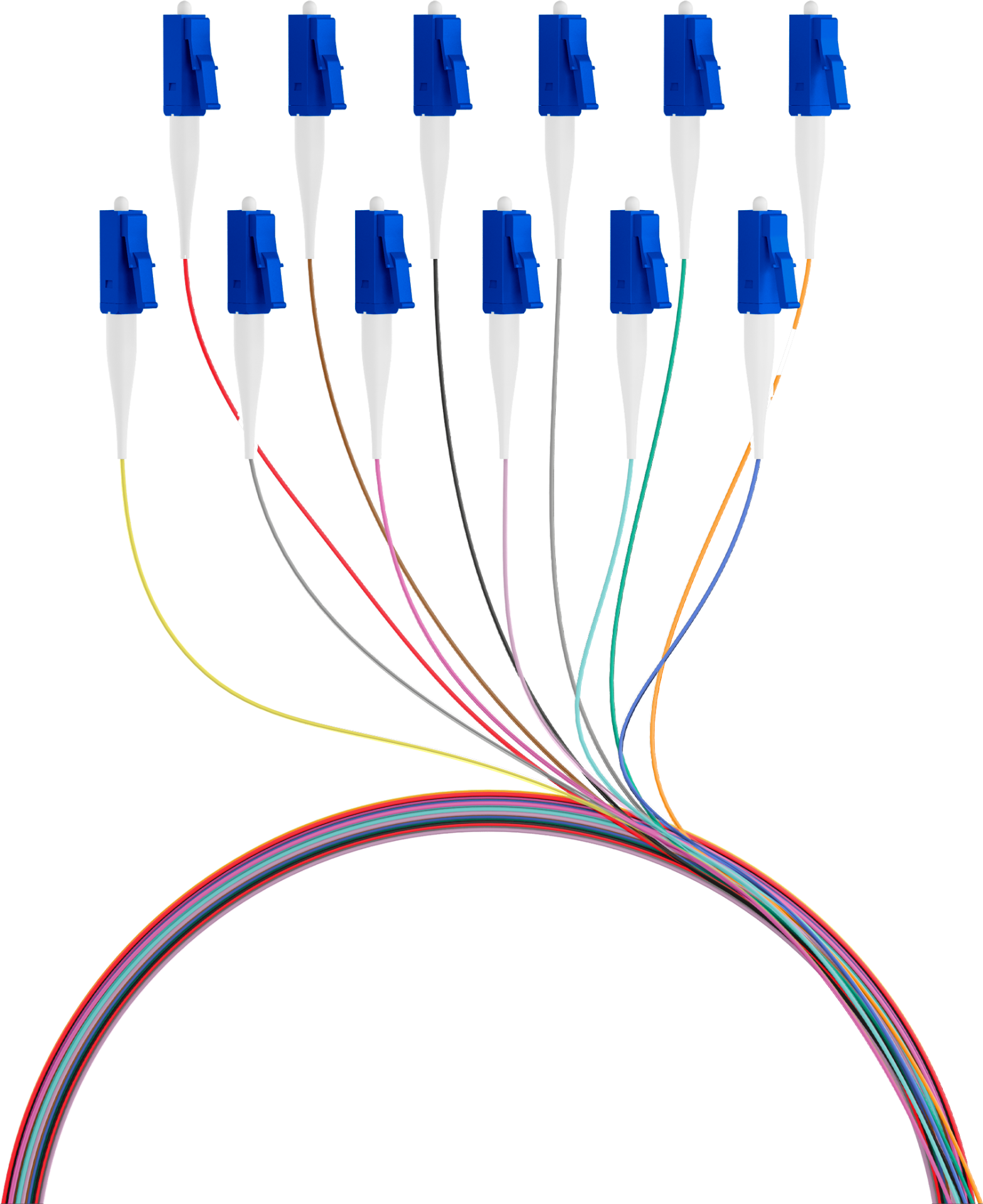 Faserpigtail LC OS2 G657A2-farbiges Set 2m - 12 Stück