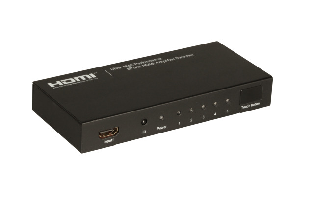 HDMI Switch 5-Port, inkl. FB,3D/1080p, HDCP, inkl. Netzteil