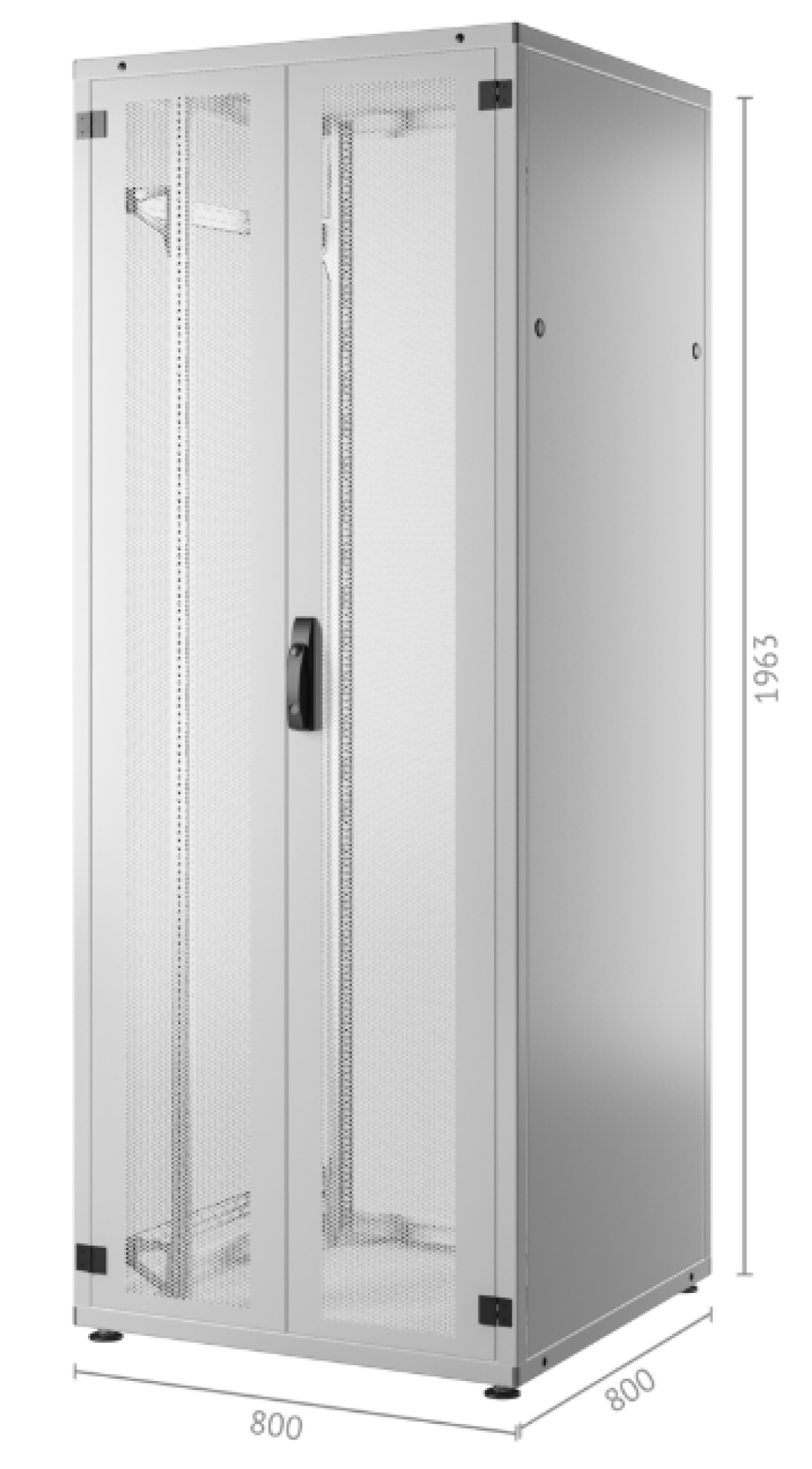 Serverschrank PRO 42HE, 800x800 mm, RAL7035,Front 2-tlg. perf., Rücktür Stahl