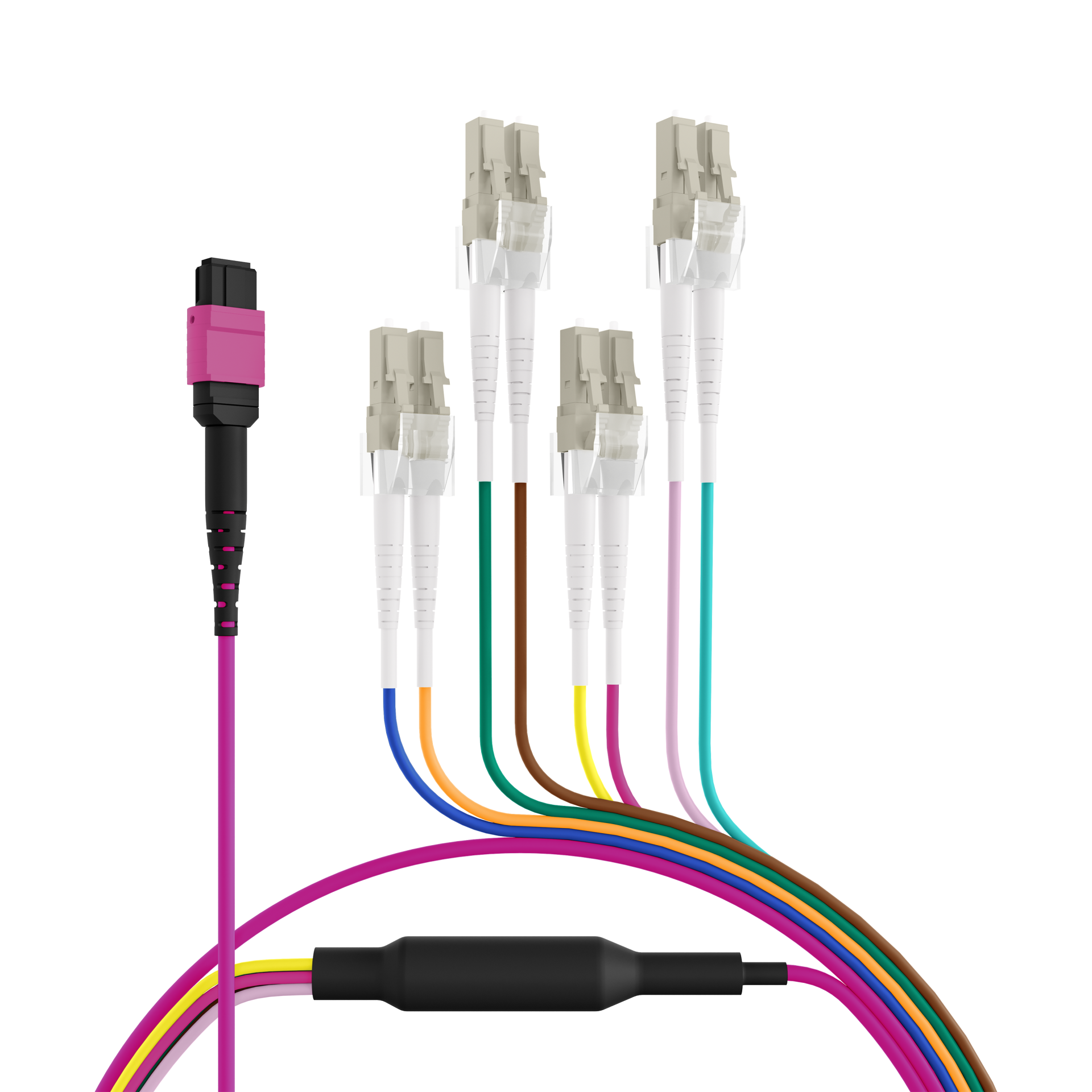 MPO-PLUS®(F)-LC Trunkkabel OM4 8 Fasern,Typ B LSZH erika-violett 1m
