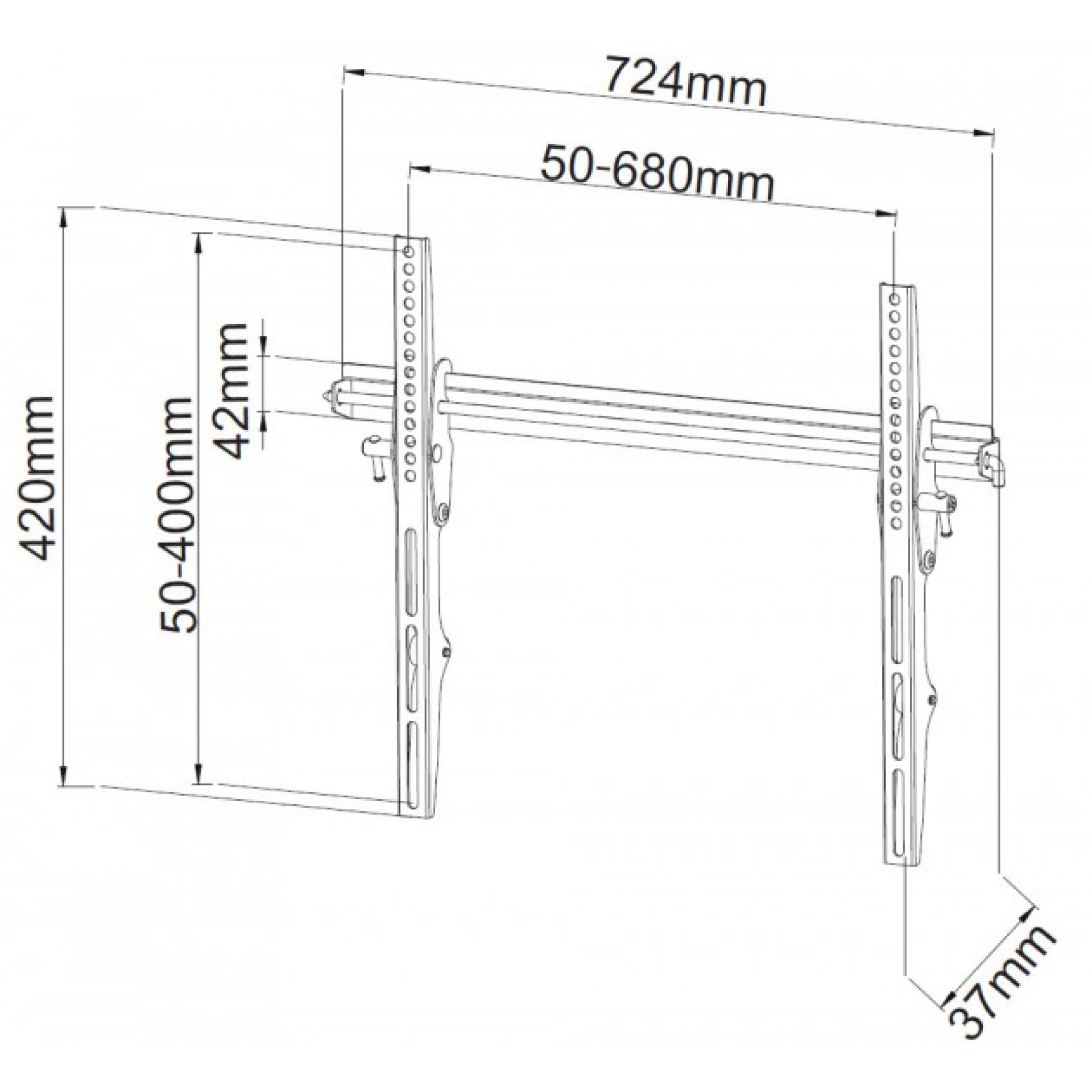 Wall bracket for 1 LCD TV LED 40"-65", tiltable, black