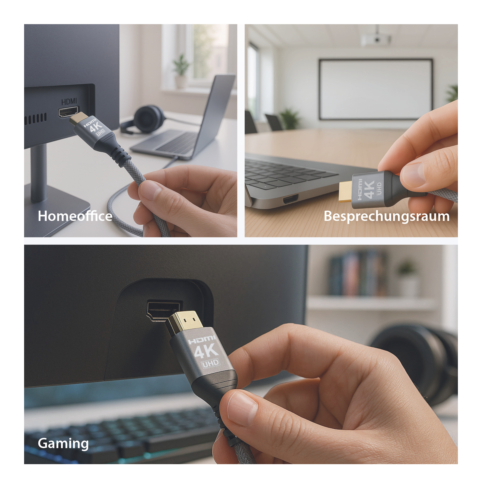 HDMI Kabel High-Speed m. Ethernet 4K60Hz 18 Gbit/s 10m grau komp. mit HDMI 2.0