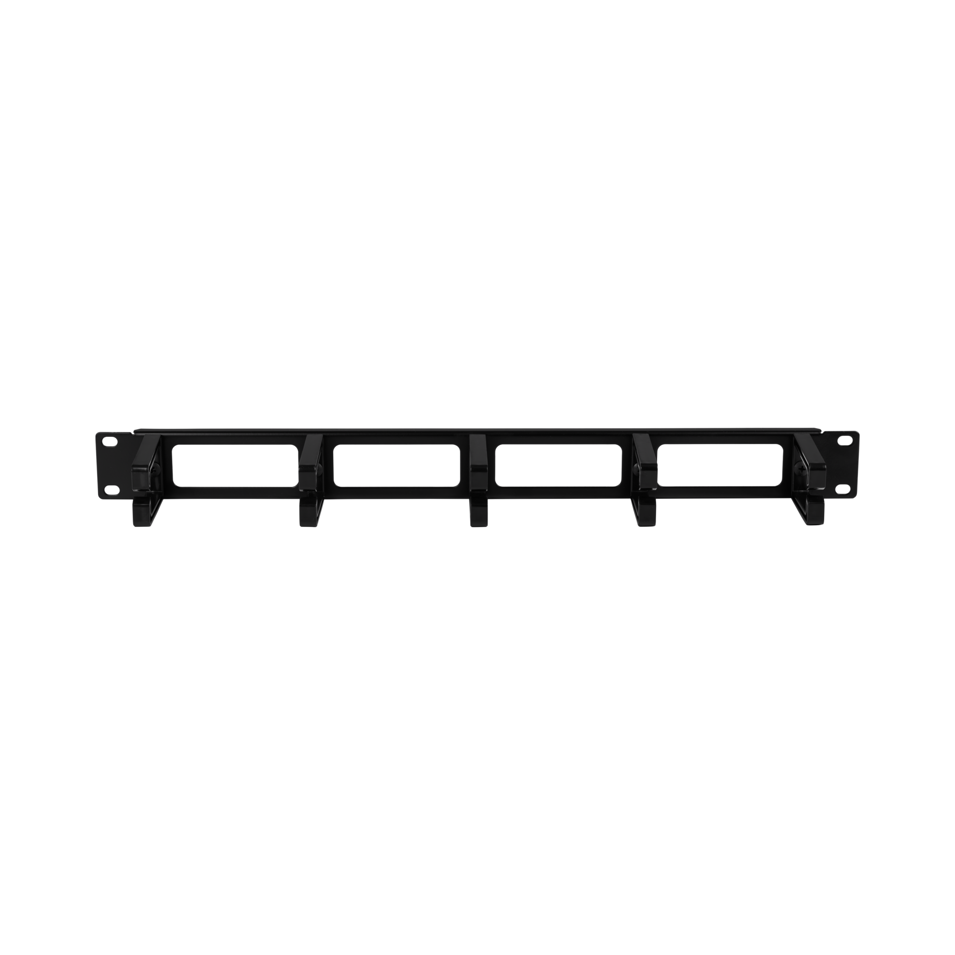 19“ 1U Cable Management Panel, 4 Openings, 5 Brackets, Plastic RAL9005