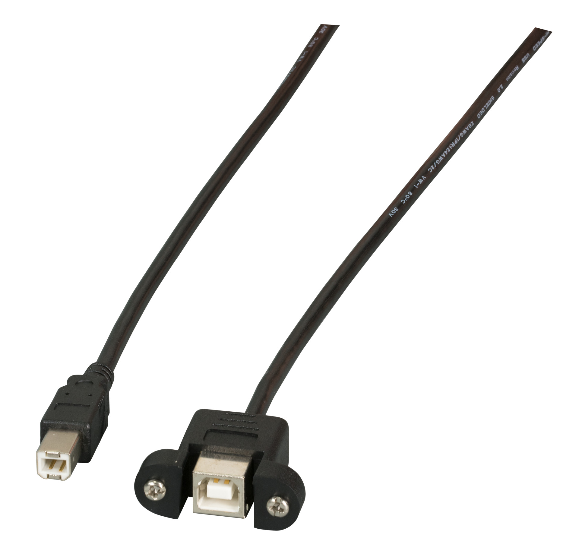 USB2.0 Verlängerungskabel B-B, St.-Einbaubuchse, 0,5m, schwarz, Classic