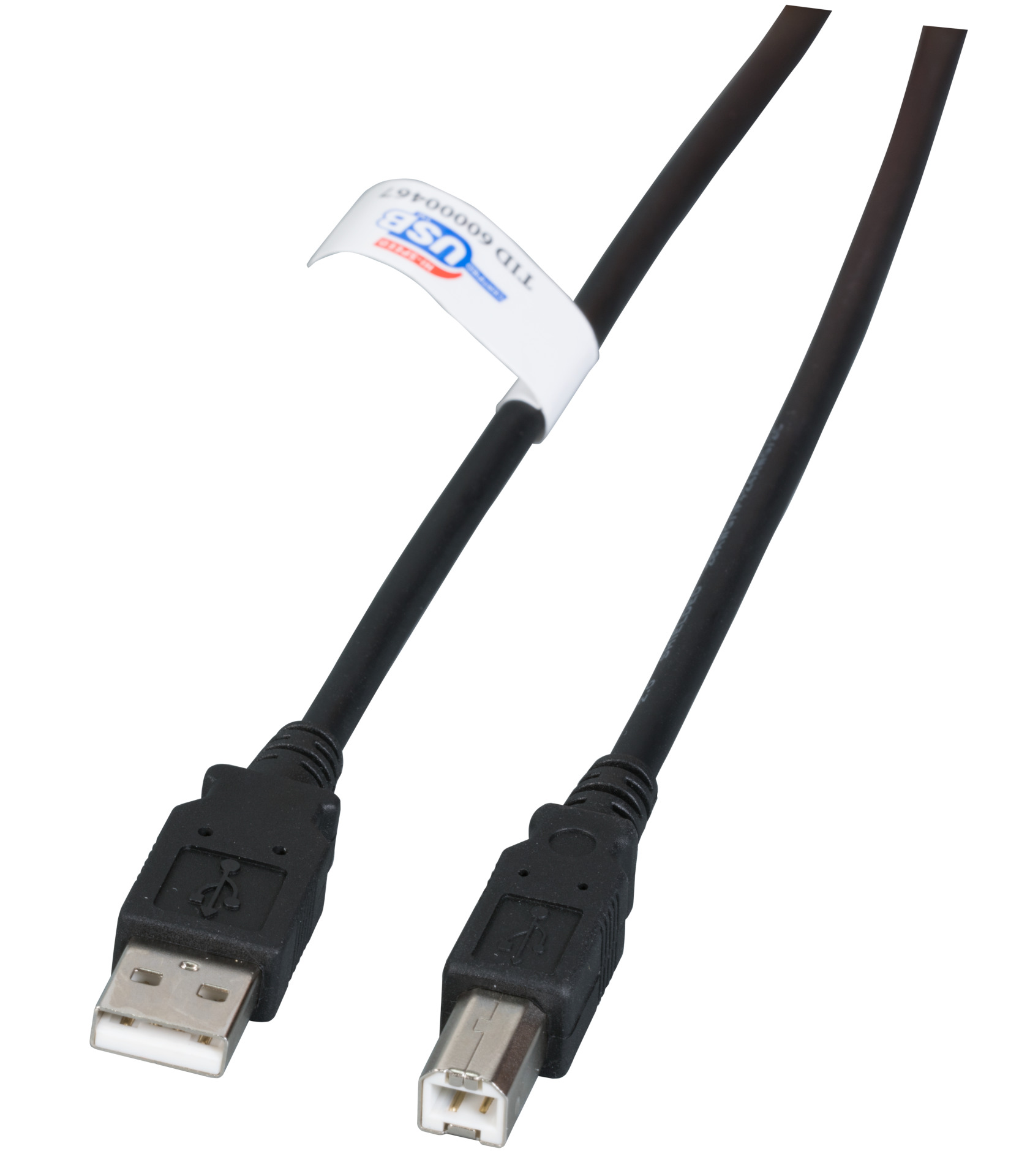 USB2.0 Anschlusskabel A-B, St.-St., 0,5m, schwarz, LSZH