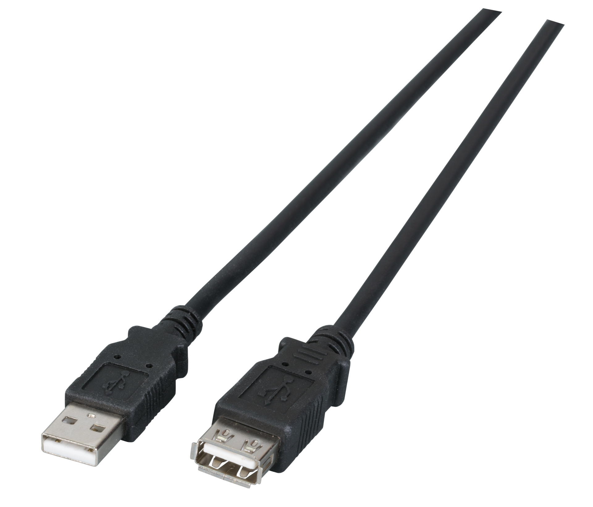 USB2.0 Extension Cable A-A, M-F, 3.0m, black, LSZH