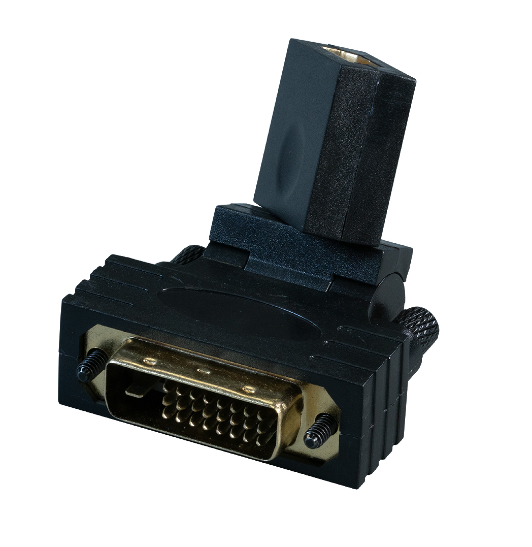 HDMI™-DVI Adapter, HDMI™-A auf DVI-D 24+1, Bu.-St., 180° schwenkbar, schwarz