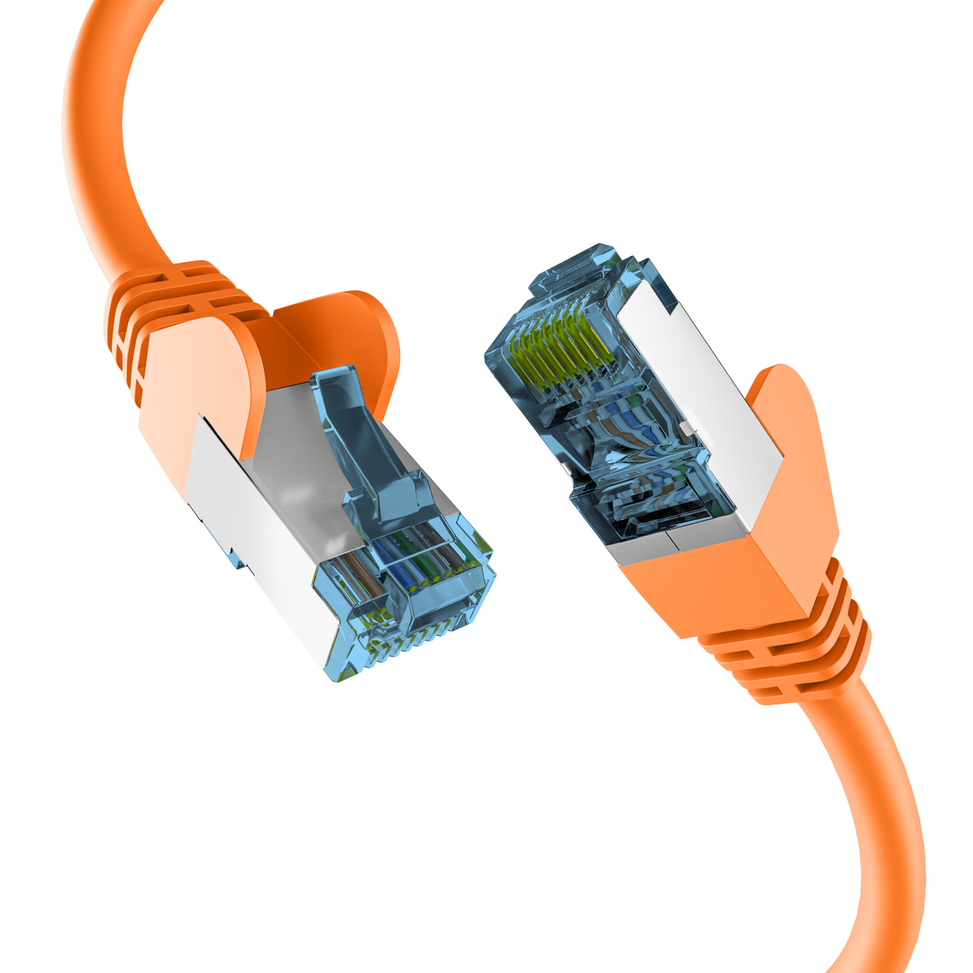 RJ45 PATCHKABEL mit CAT7 ROHKABEL ORANGE 0,5m,S/FTP PIMF Netzwerkkabel LAN DSL