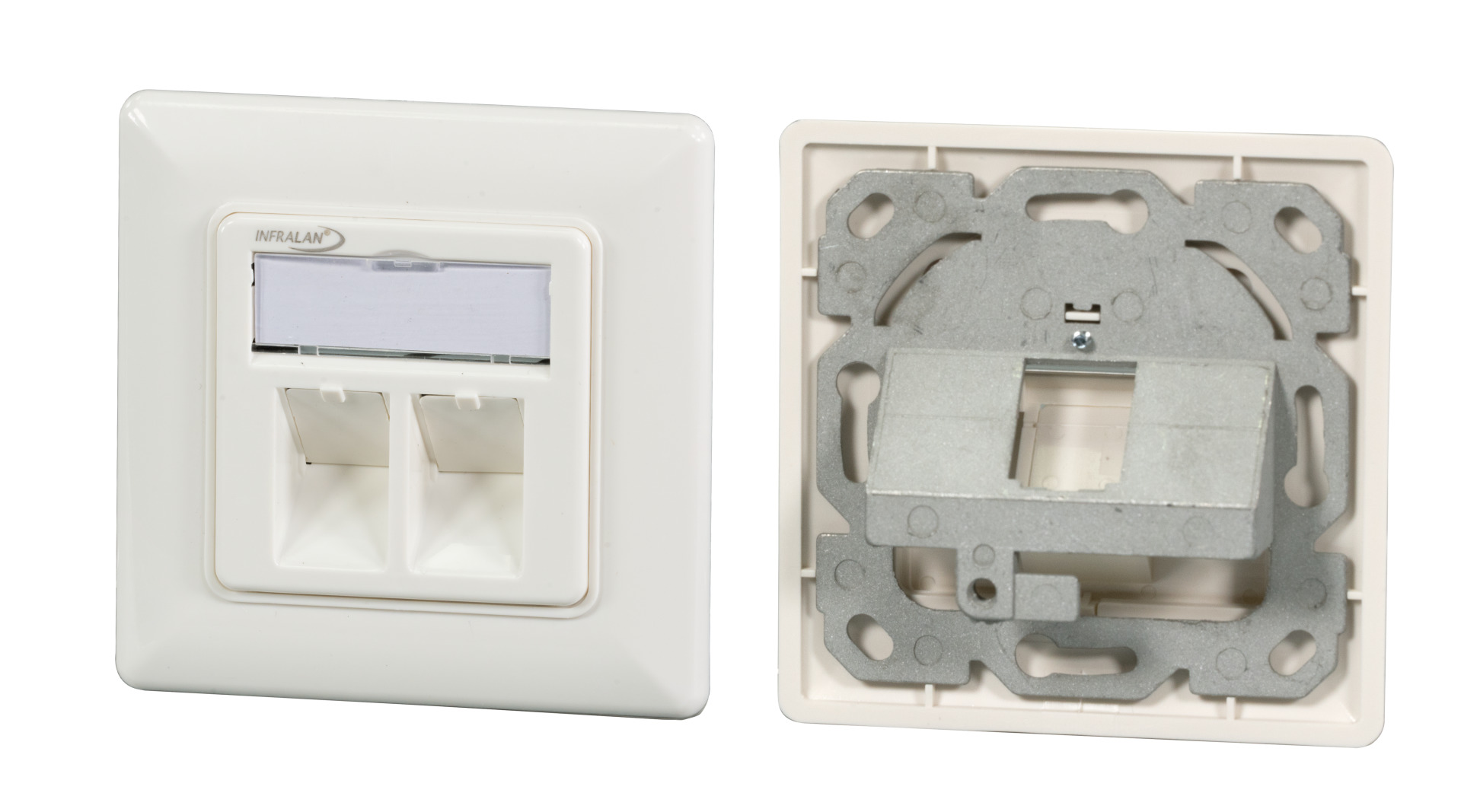 INFRALAN® 2-Port Rahmenset, RAL9010, für alle INFRALAN® Keystone Module