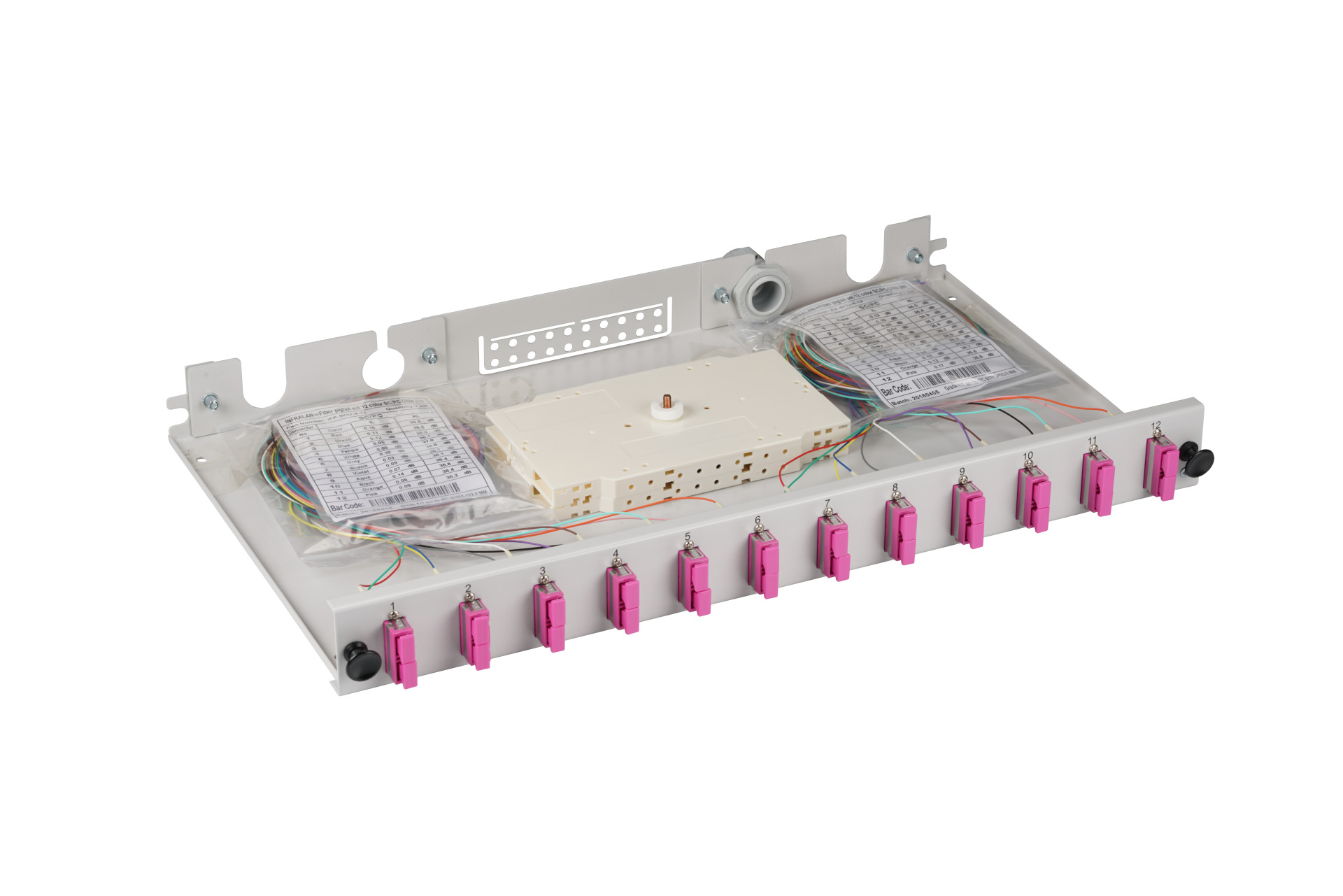 Splice box SC 50/125µ OM4 extendable, 12 pigtails/ 6 adapters