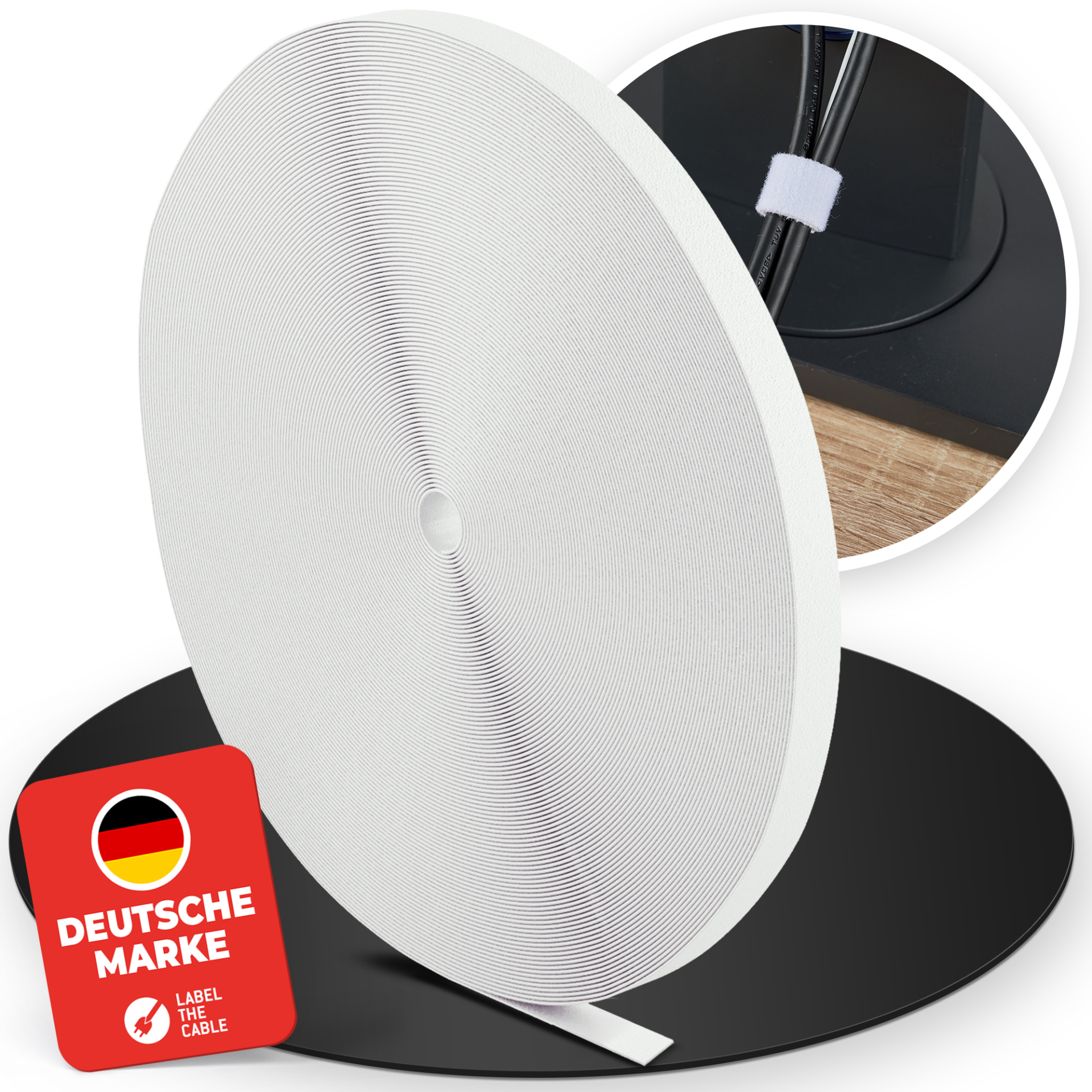 LTC ROLL STRAP  Doppelseitige Klettbandrolle,25m weiß