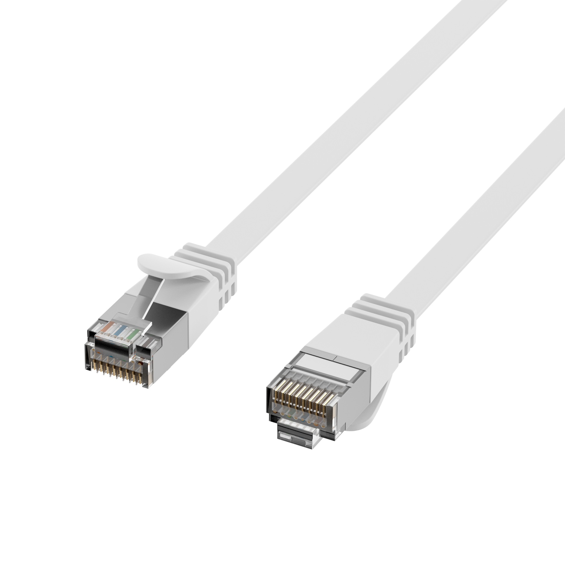 RJ45 Flat Patch Cord Cat.6A U/FTP PVC white 0.15m