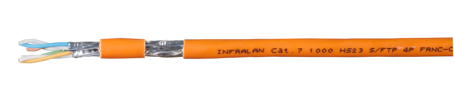 INFRALAN® Cat.7 1000 AWG23, S/FTP 4P CPR Cca orange, 100m