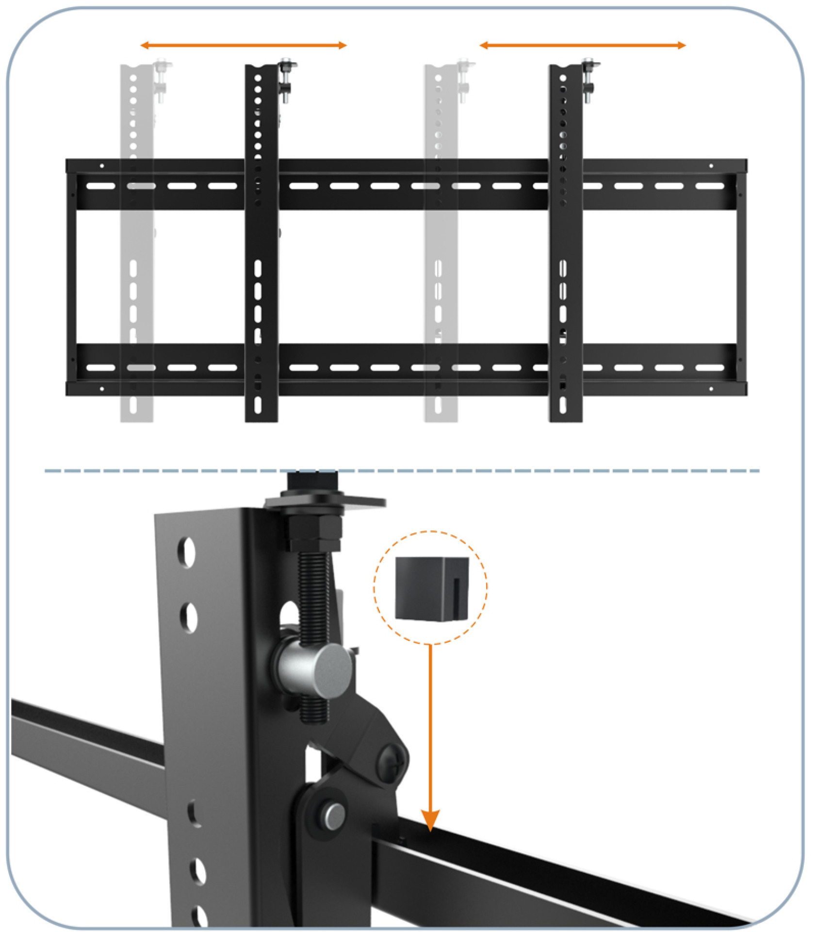 Wandhalterung für 1 LCD TV LED 45"-70", 76mm Wandabstand, neigbar, Schwarz