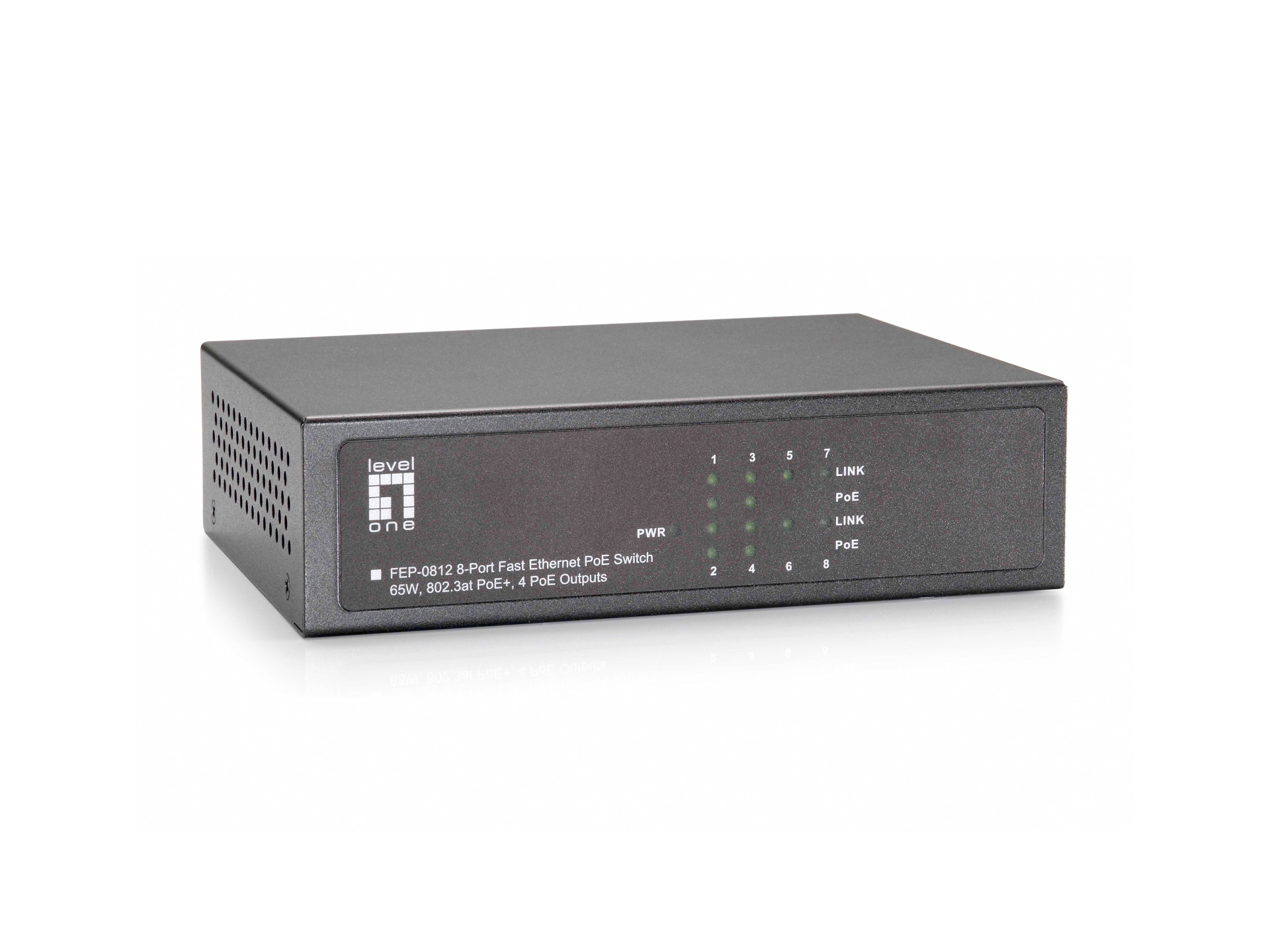 8-Port Fast Ethernet PoE+ Switch, 4x FE PoE+, + 4x FE, (90W)
