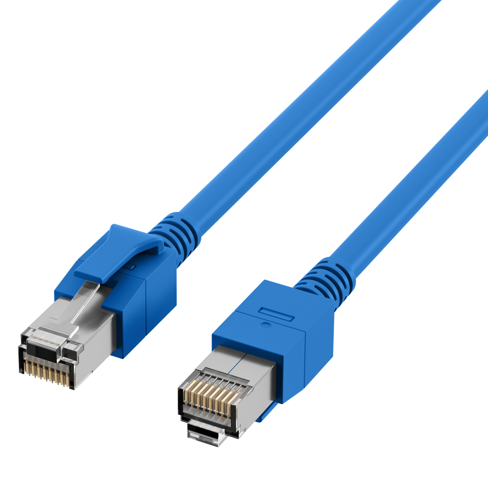 RJ45 Patch Cord Cat.6A S/FTP FRNC VC LED blau 1,5m