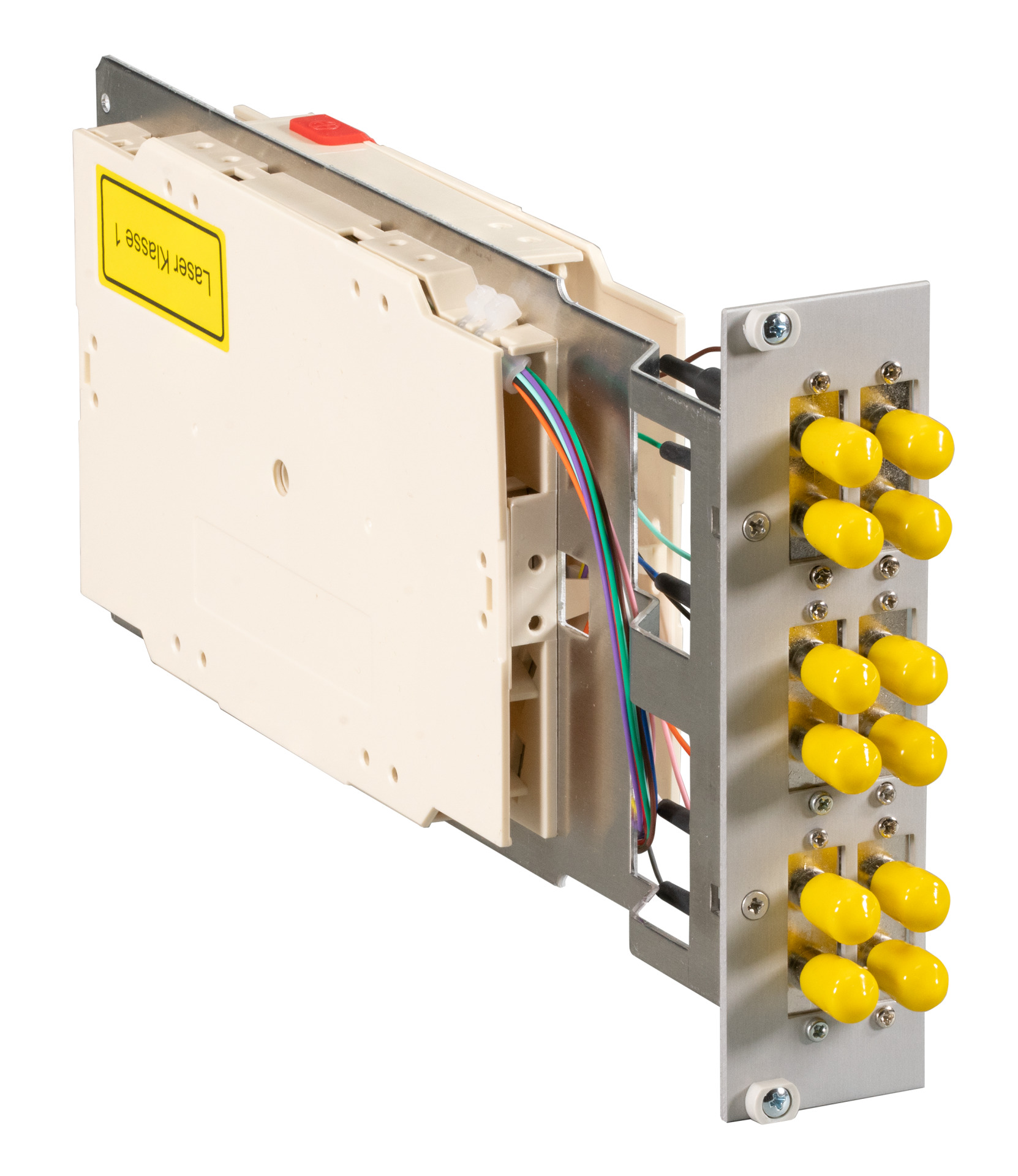 Plug-in Module 3U/7DU, 50/125µ OM3, 6x ST Duplex metal