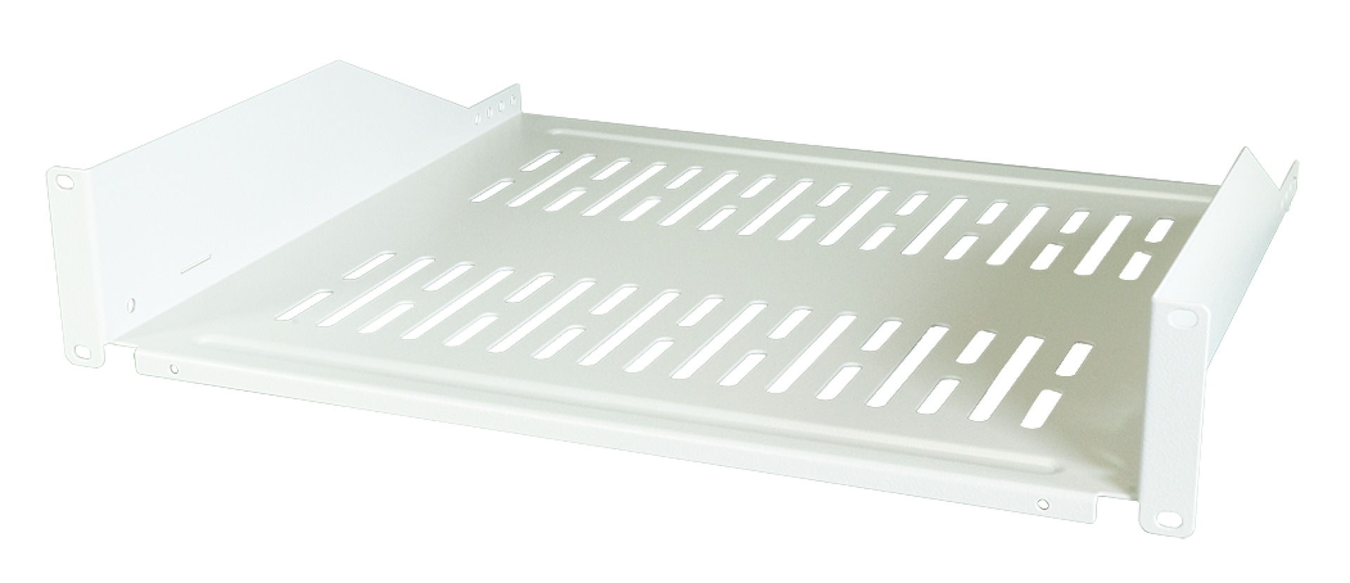 19" 2HE Fachboden, Tiefe 300 mm, Traglast 22 kg, RAL7035